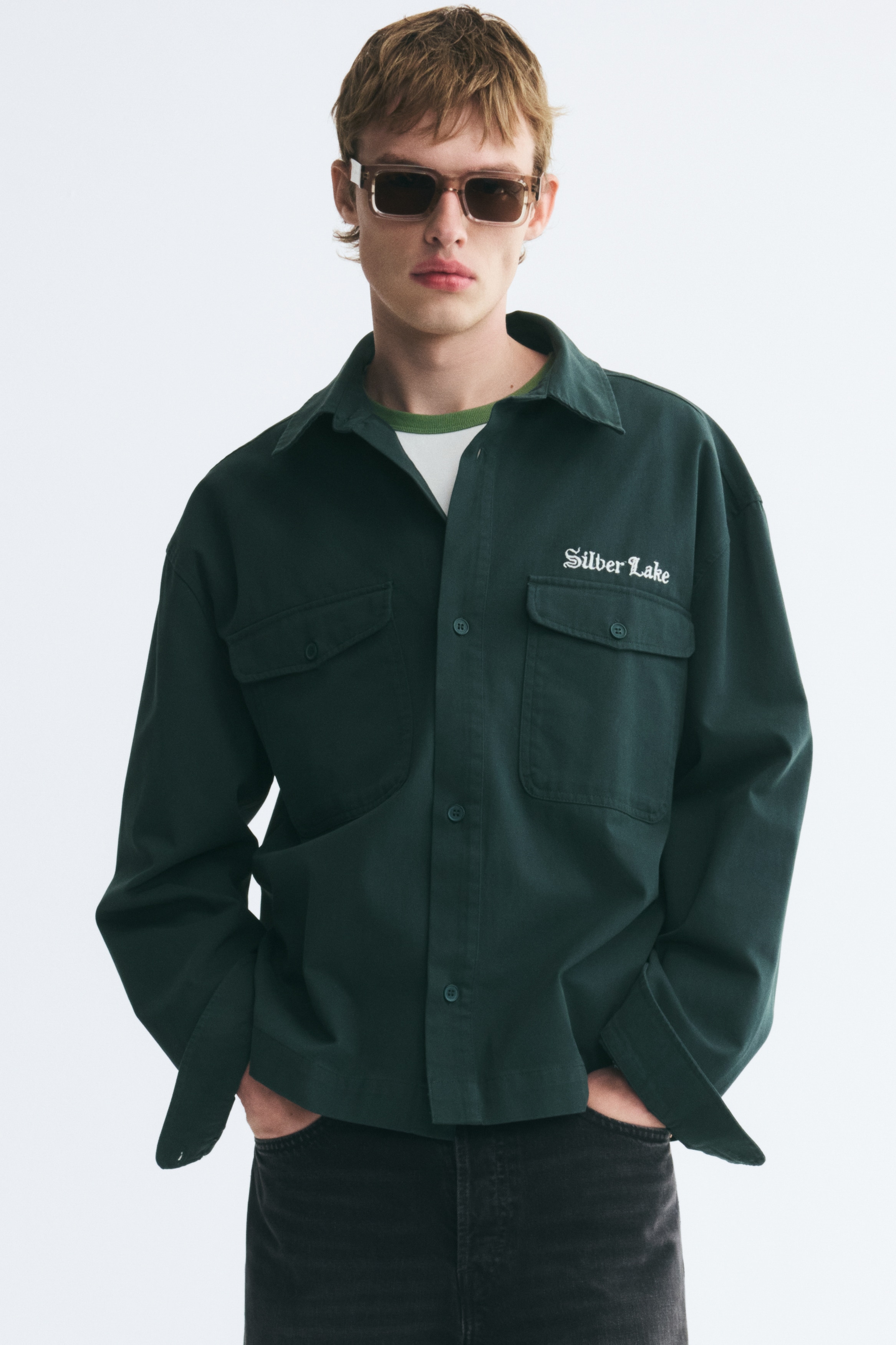 斜紋夾克襯衫 - 深綠色/Service Garments/黑色/Service Garments