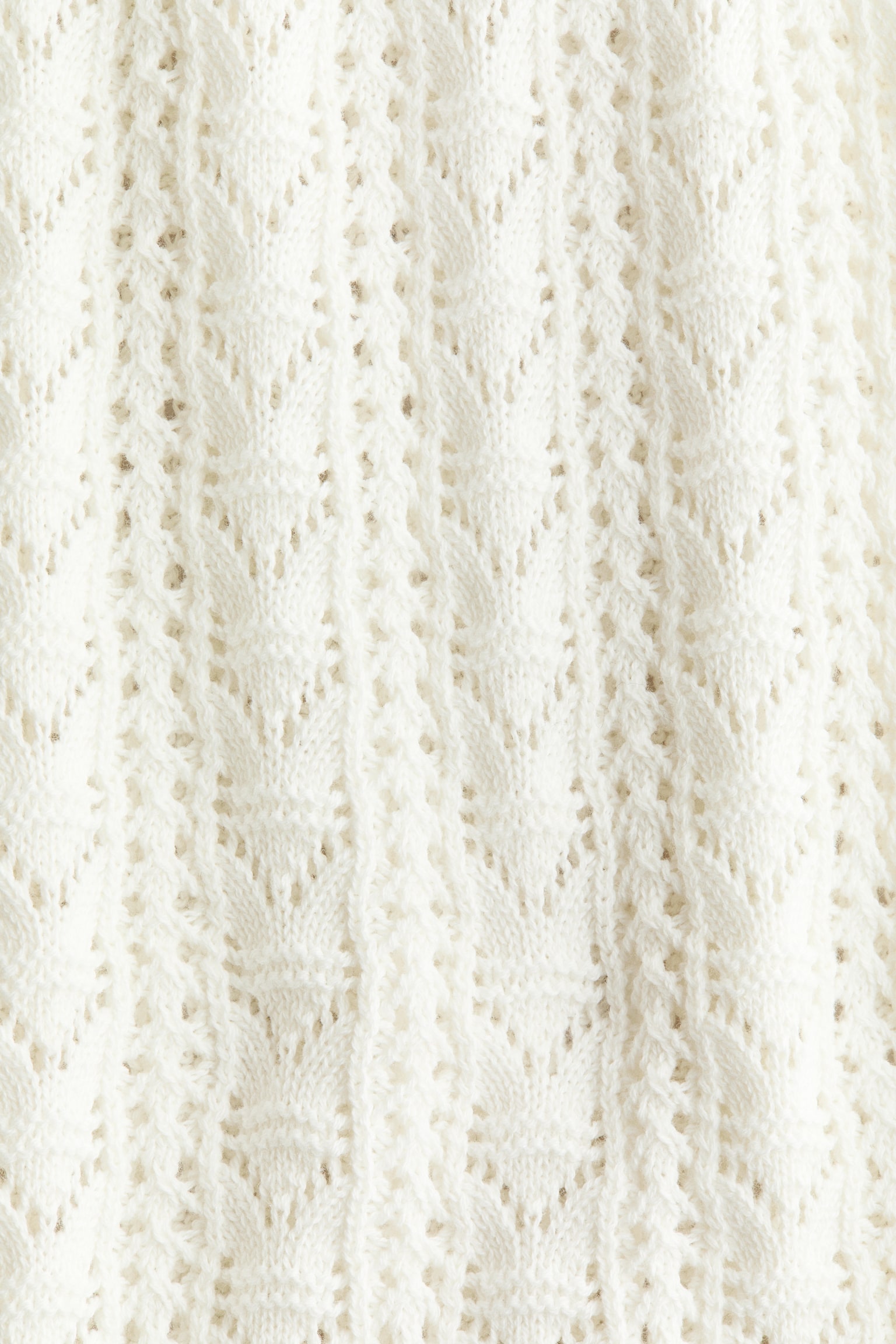 Crochet-look cotton trousers - Cream - 2