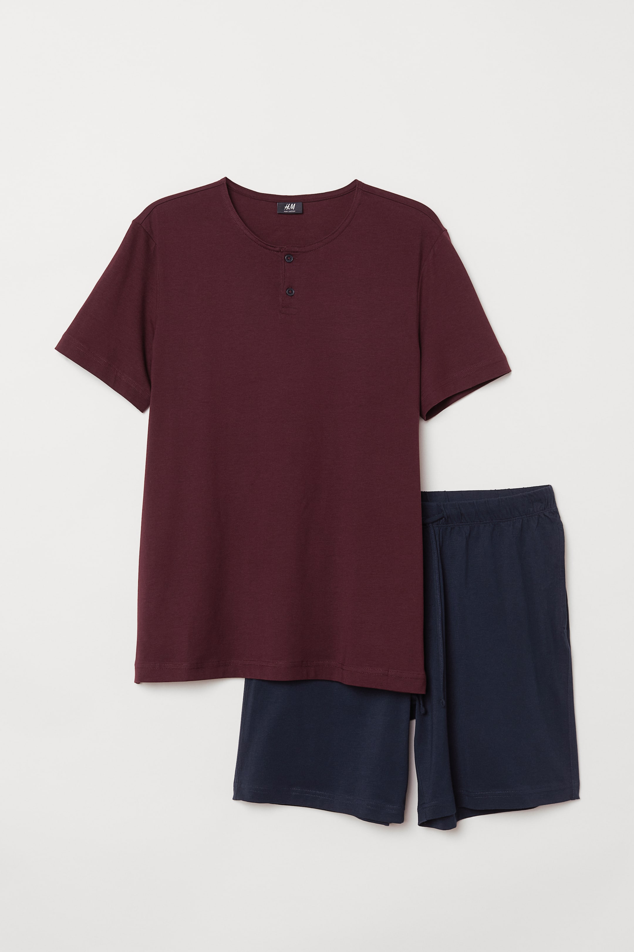 Agrandir l'image: Pyjama en coton pima - Bordeaux/bleu foncé - HOMME | H&M FR 1