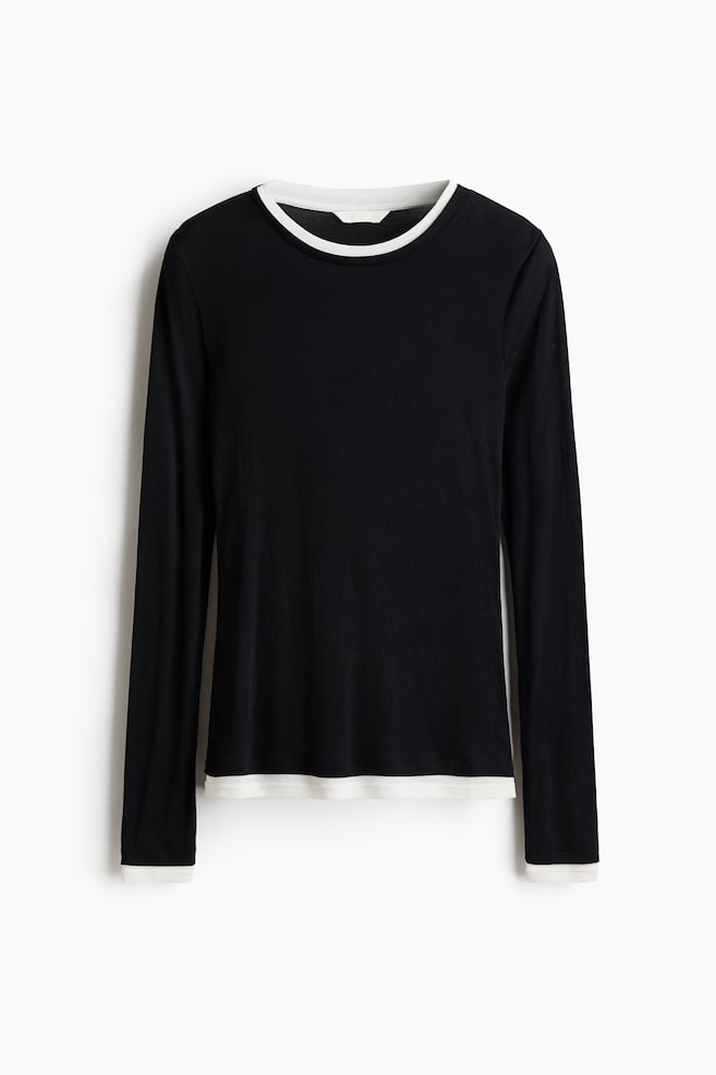 Top con look a strati - Nero/Blu polvere scuro/Viola scuro - 1