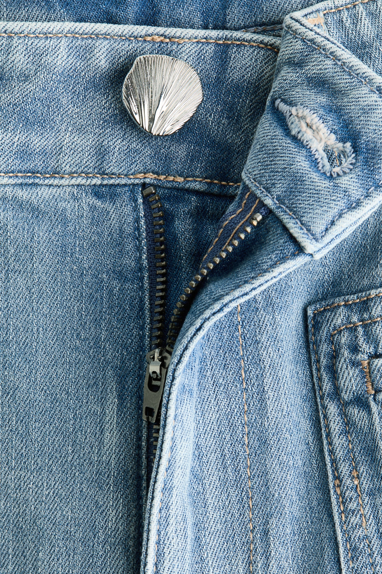 Jean taille haute avec jambes larges - Bleu denim clair/Blanc/Bleu denim foncé/Jaune pâle/Bleu denim - 7