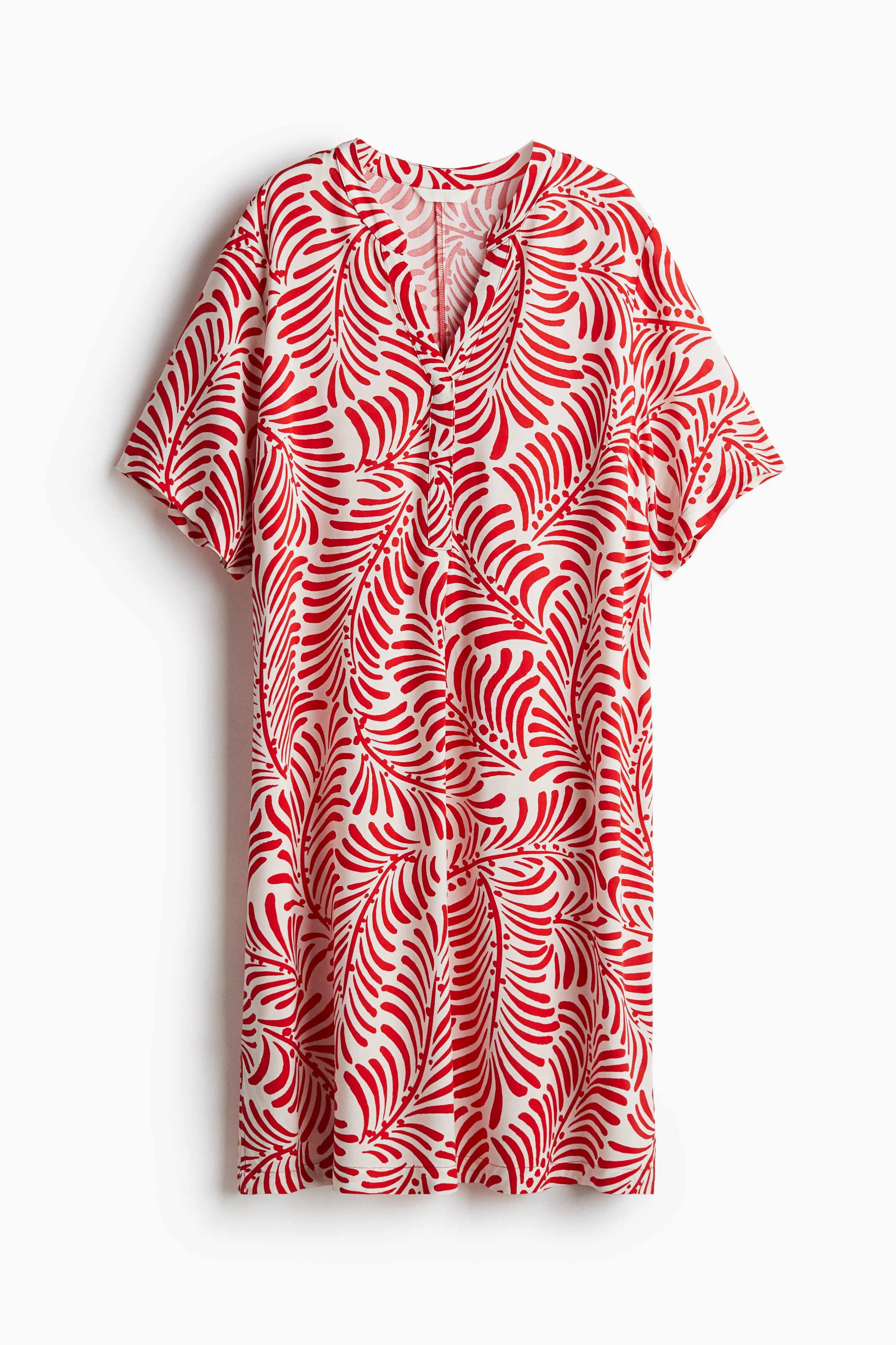 Tuniekjurk van viscose - Wit/rood dessin/Roomwit/roze bloemen/Wit/citroenen/Roomwit/zwart bloemen/Zwart/Donker kakigroen/Roomwit/zwart dessin/Groen/roomwit dessin/Zwart/wit dessin/Groen/witte bloemen/Wit/zwart dessin/Zwart/wit dessin/Wit/bladeren