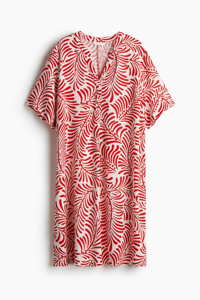 Viscose tunic dress - White/Red patterned/Black/Green/White floral/Black - 1
