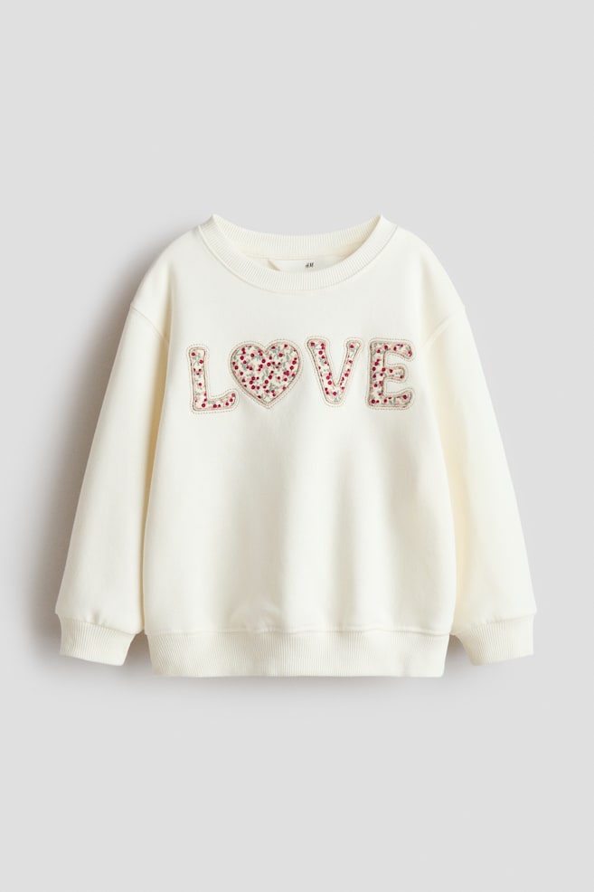 Sweatshirt - Cream/Love/Light pink/horse/Black/hearts - 1