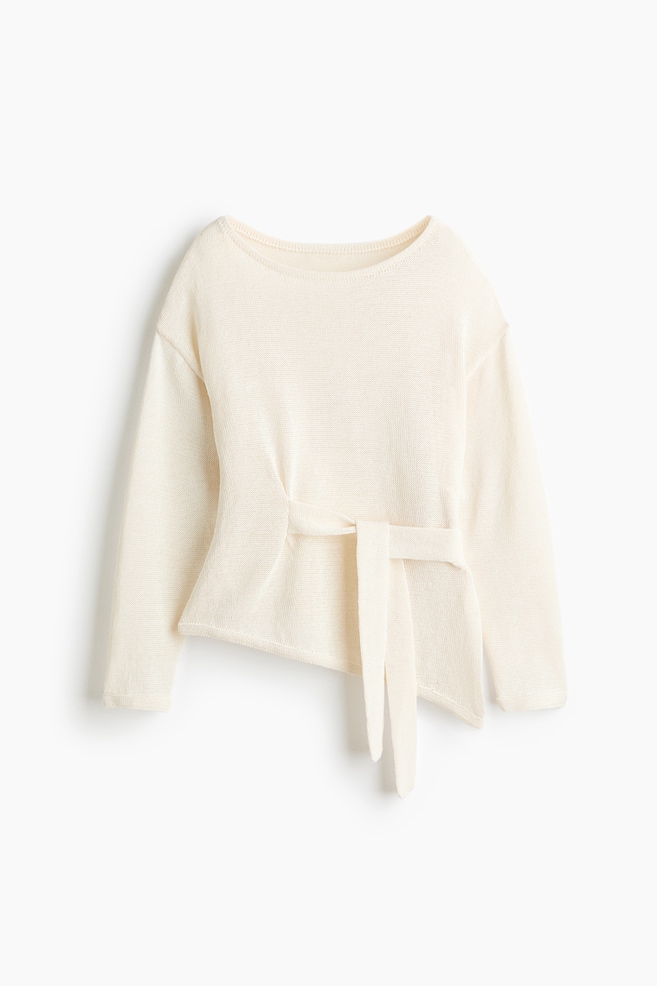 Top de punto con lazada - Crema/Rojo - 1