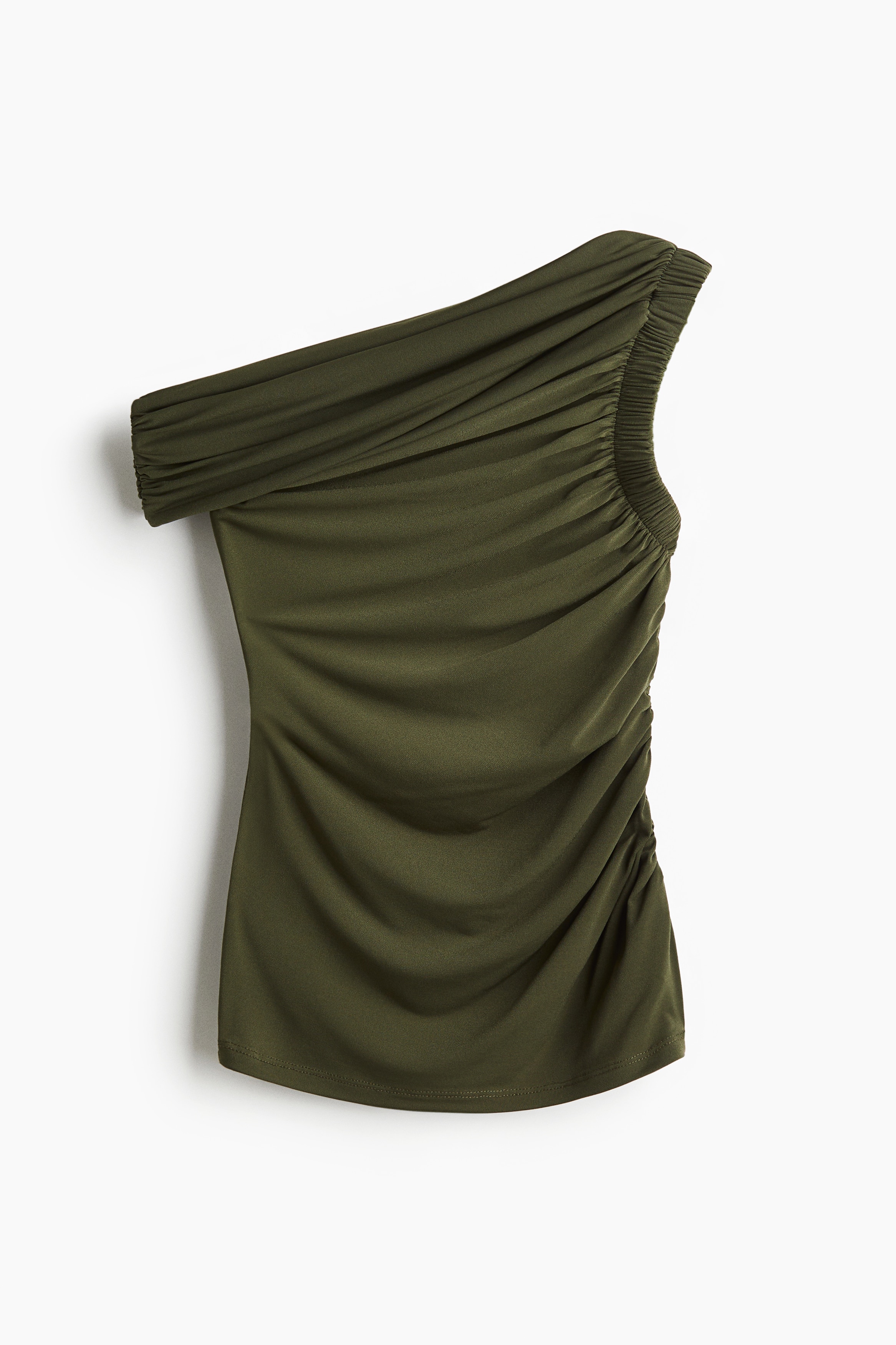 Tek Omuzlu ve Drapeli Üst - Koyu yeşil/Siyah/Kırmızı