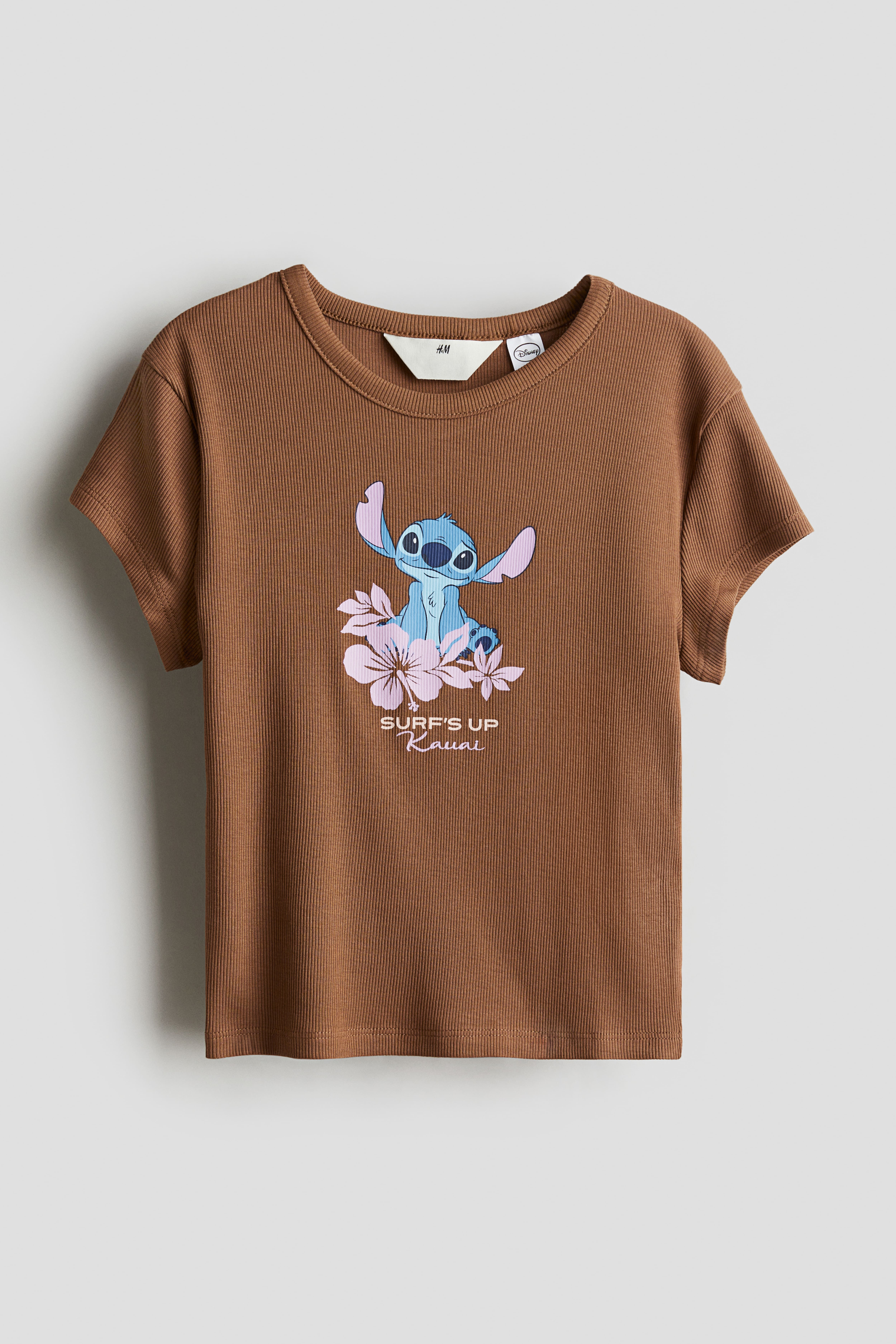 Ribbed T-shirt - Brown/Lilo & Stitch - Kids | H&M CA