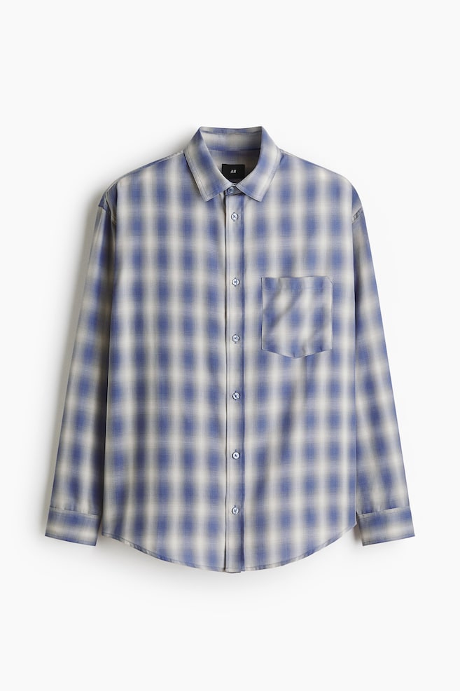 Camicia Relaxed Fit - Azzurro/quadri/Verde kaki/quadri/Grigio scuro/quadri - 1