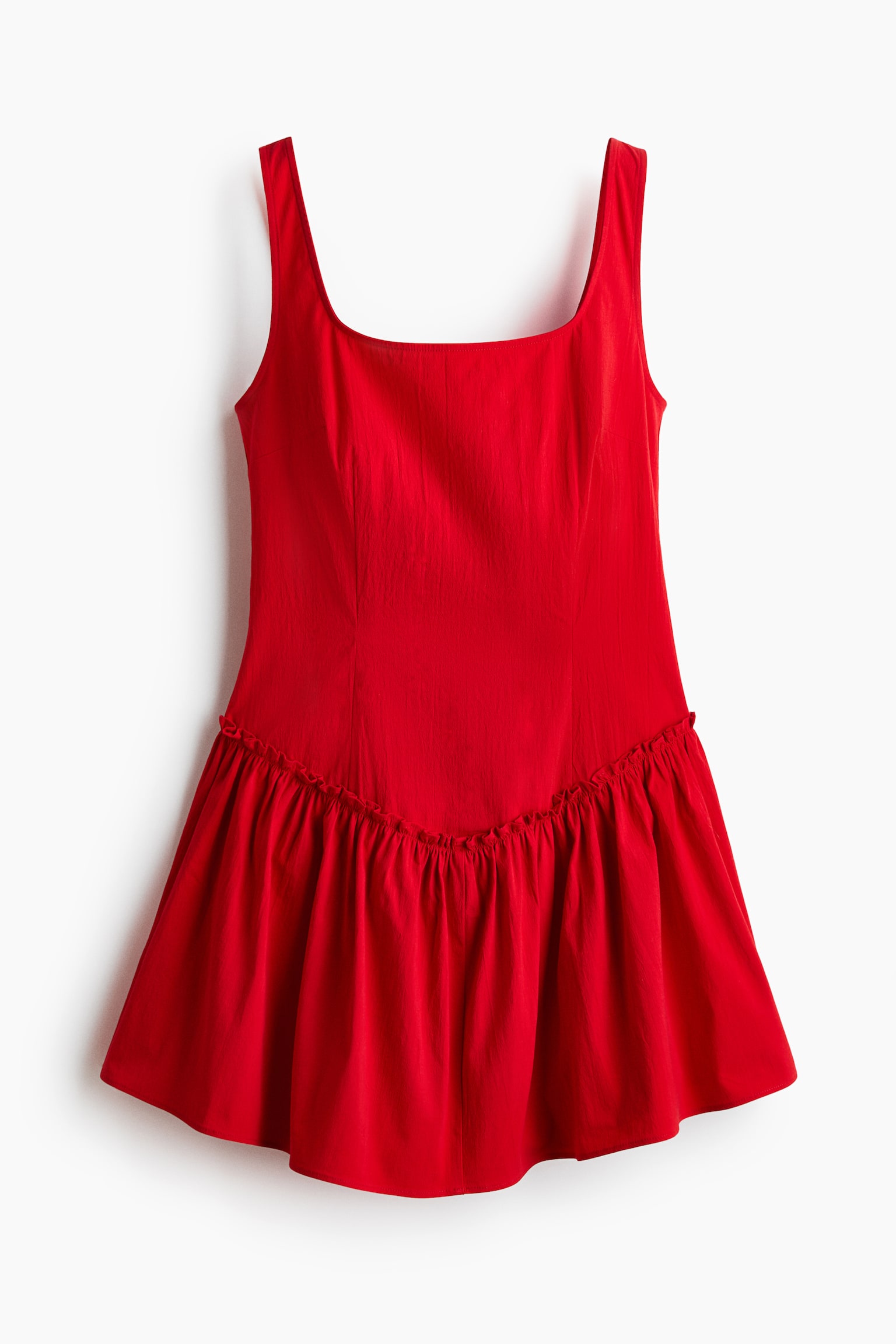 Flared-skirt crêpe dress-Bright red - 2