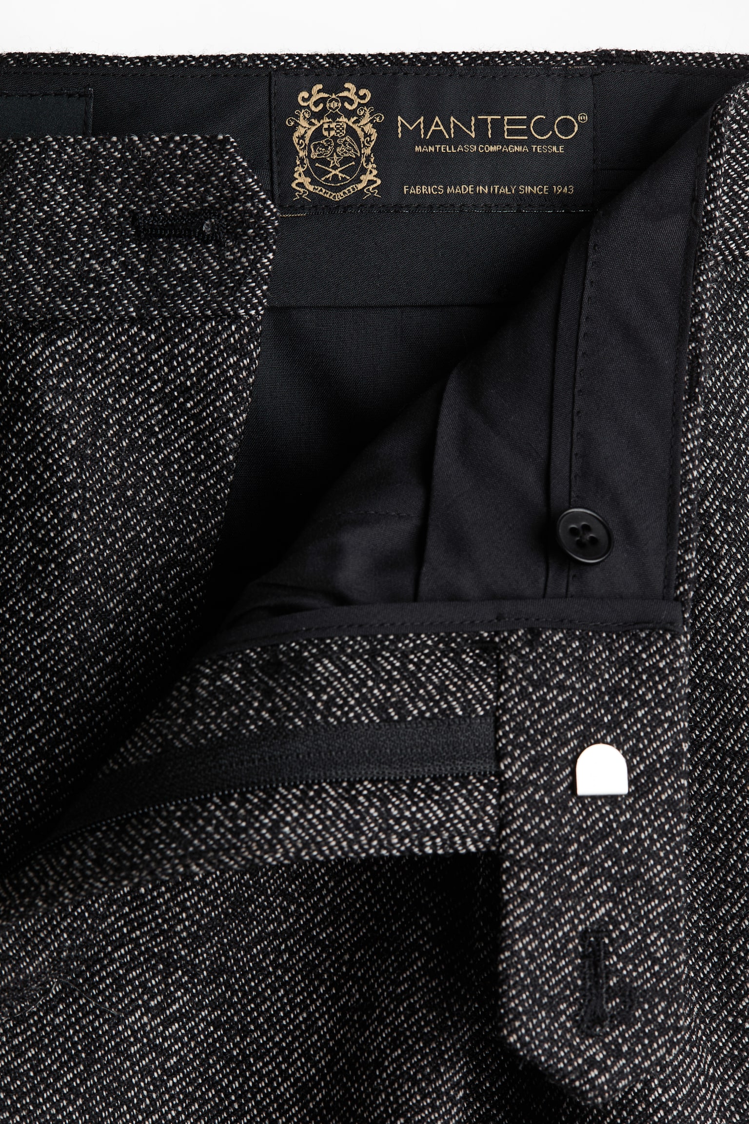 Мужские брюки H&M Regular Fit Wool suit trousers, цвет: Чёрный / Белый — фото 6