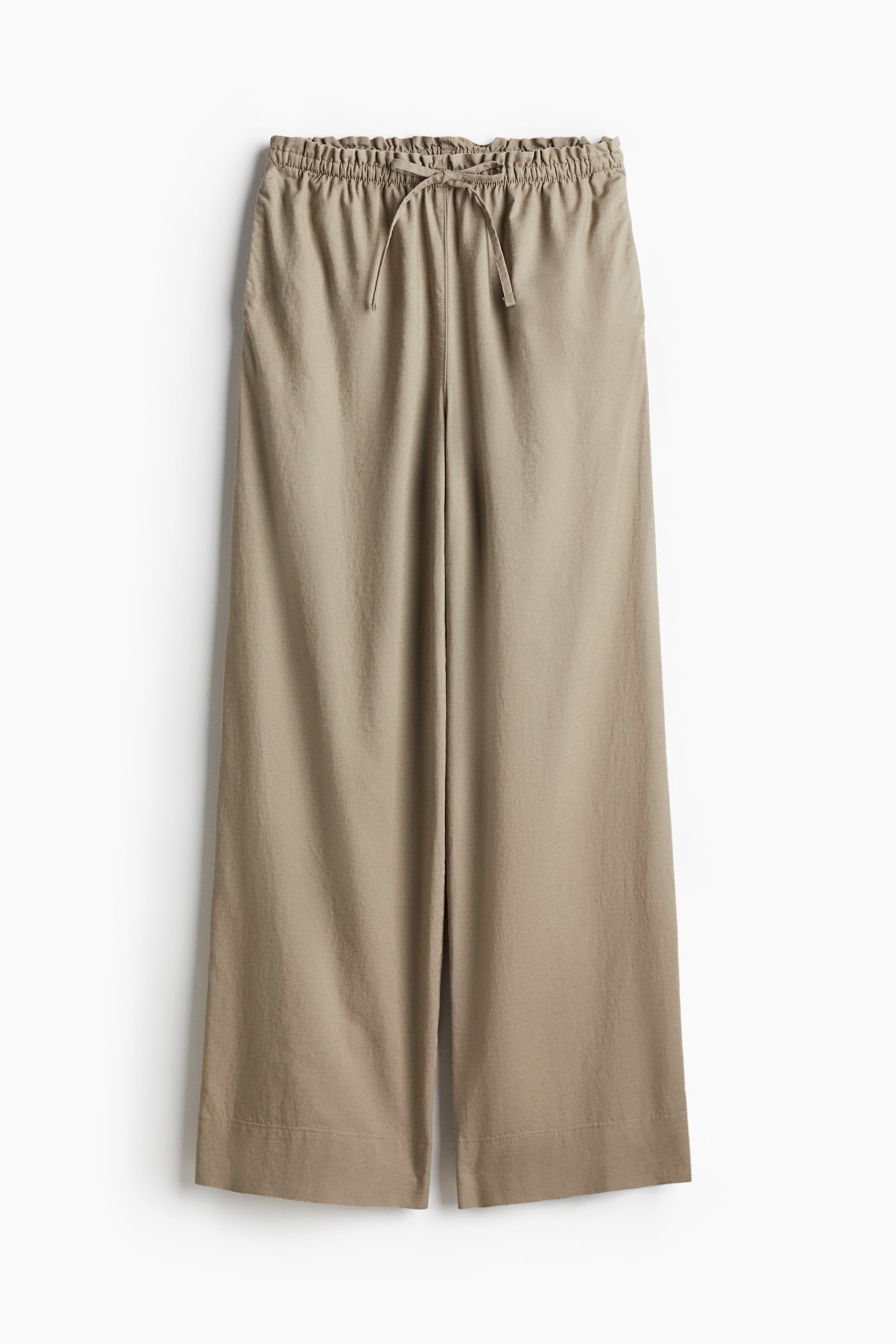 Wide linen-blend trousers - Beige/Dark khaki green/Black/White/Olive green - 2