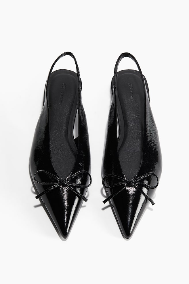 Leather slingback ballet pumps - Black/Silver-coloured - 1