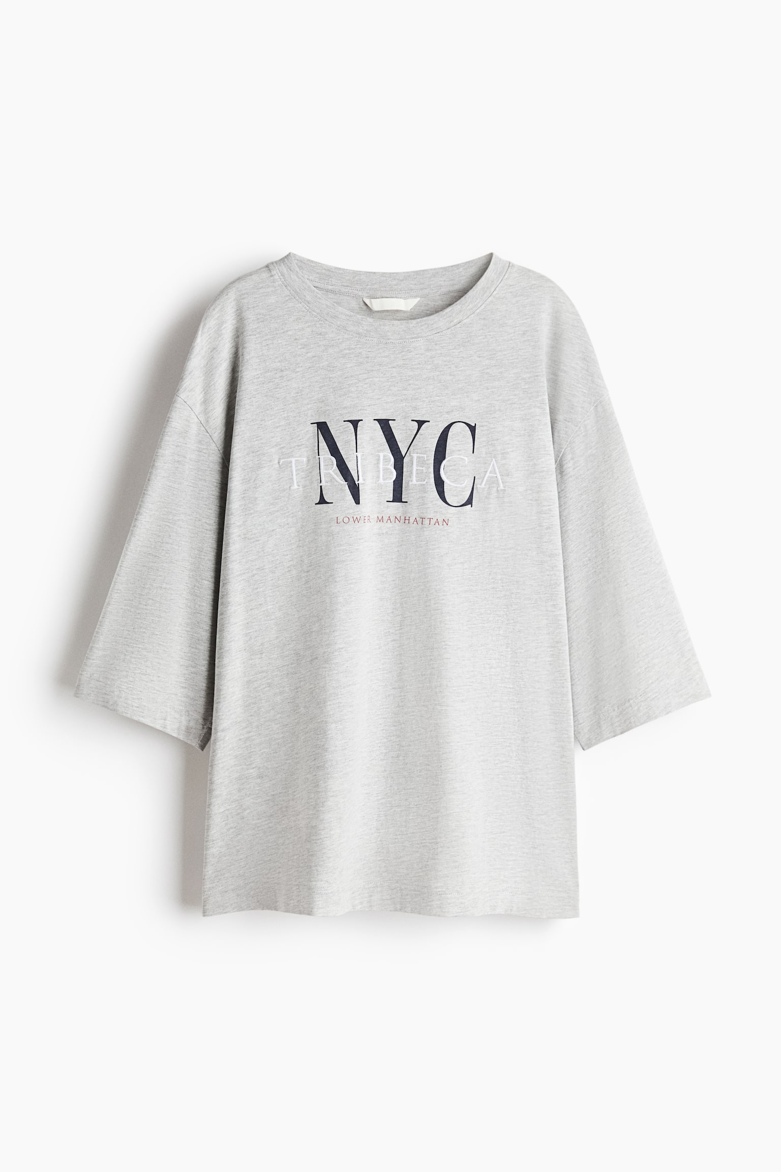 Oversized Cotton T-Shirt - Light gray melange/NYC/Light beige/Light blue/New York