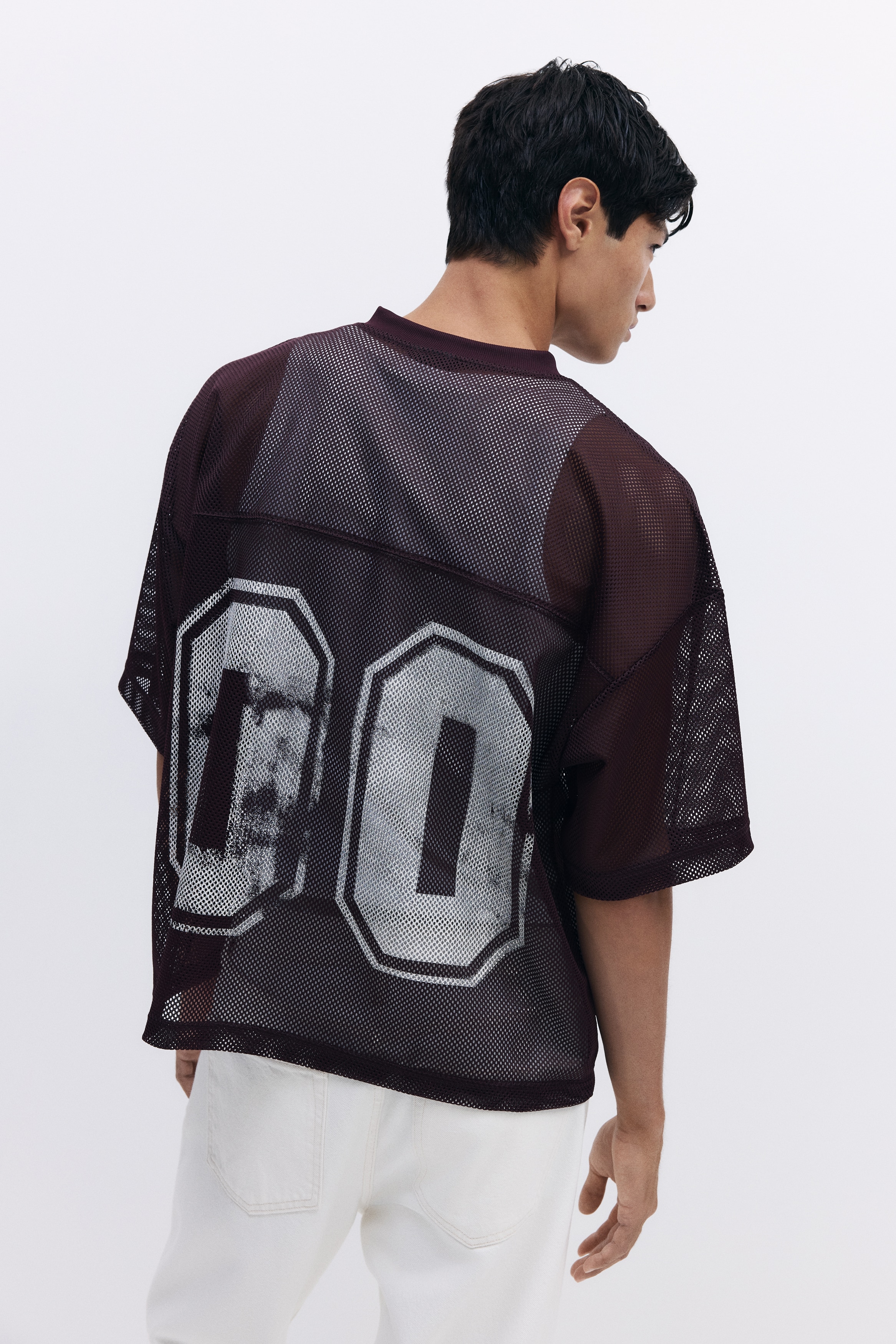 Oversized Fit Printed mesh T-shirt