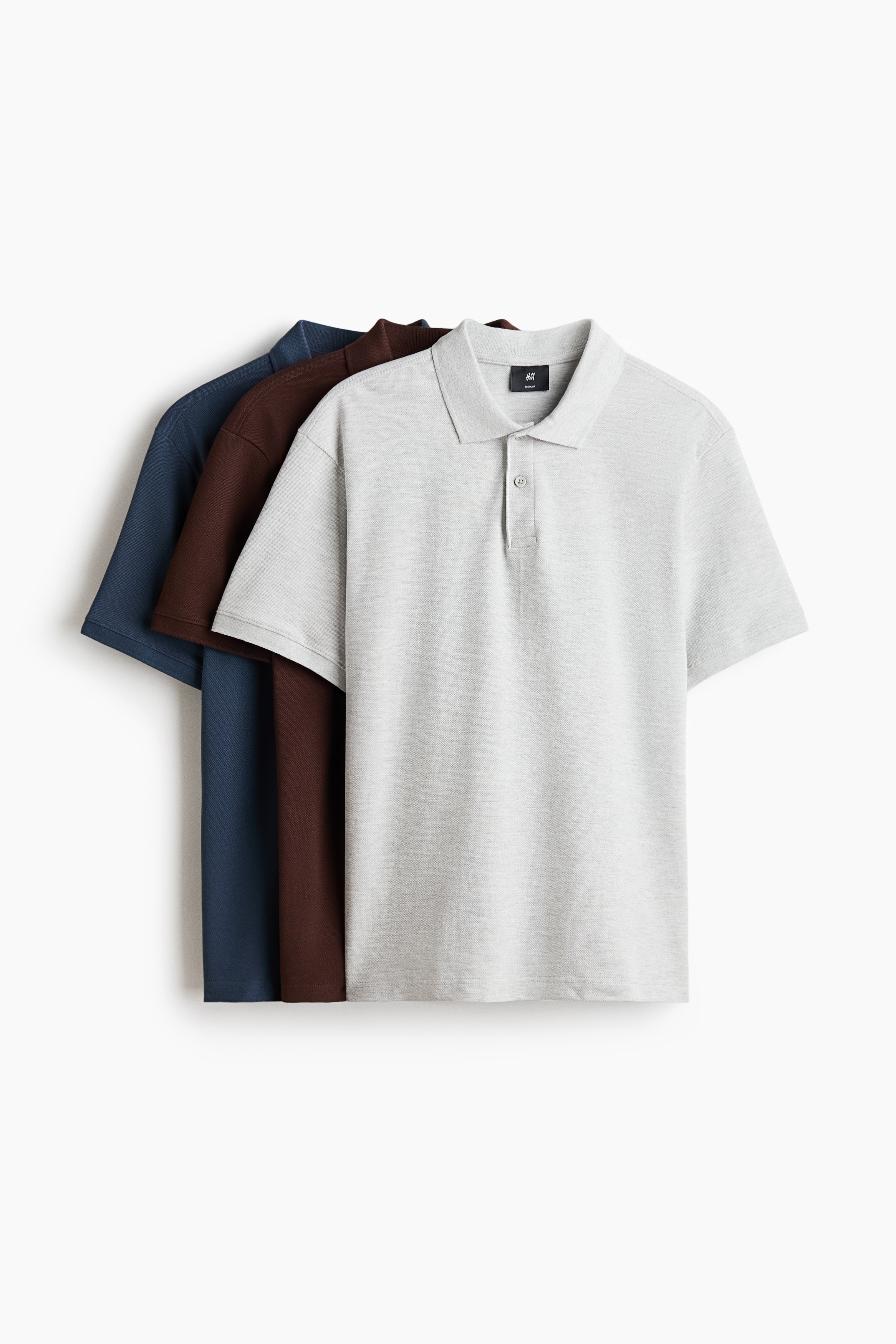 H & M - 3er-Pack Shirts in Regular Fit - Braun - Herren