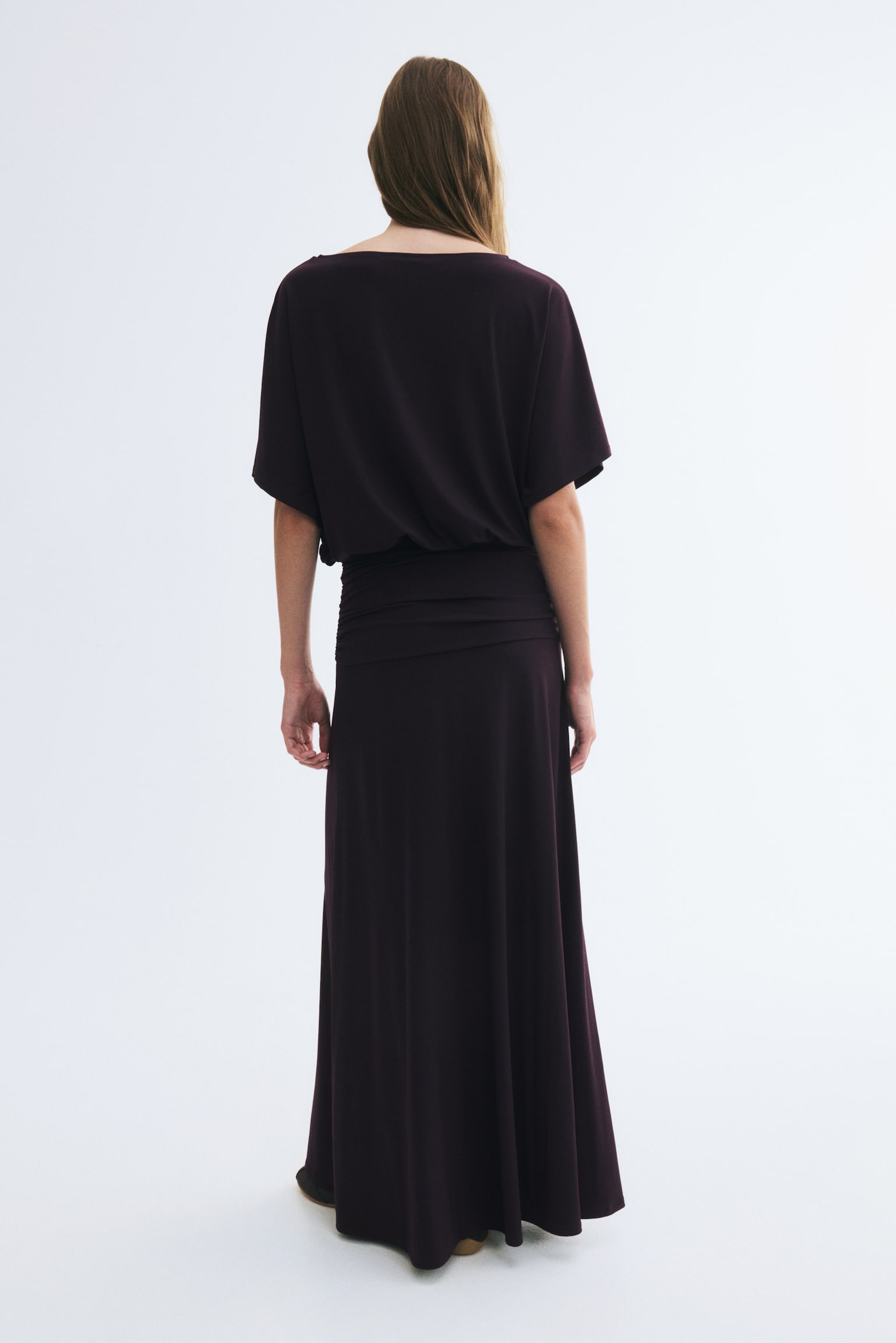 Женское платье H&M Draped Maxi, цвет: Тёмный сливовый фиолетовый — фото 4