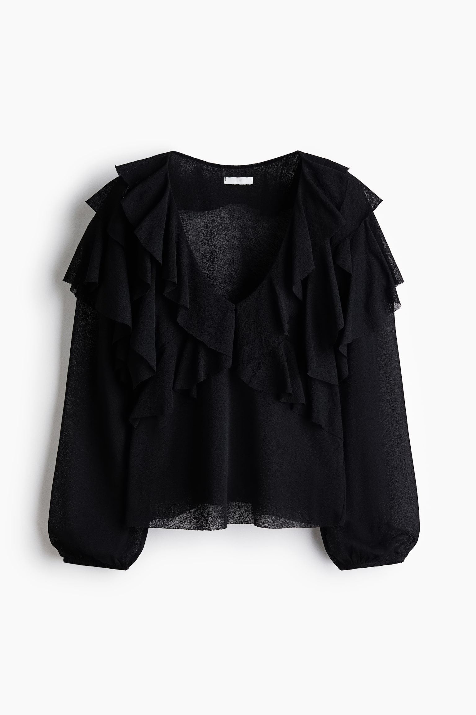 Blúzka s volánmi - Čierna/Tmavohnedá