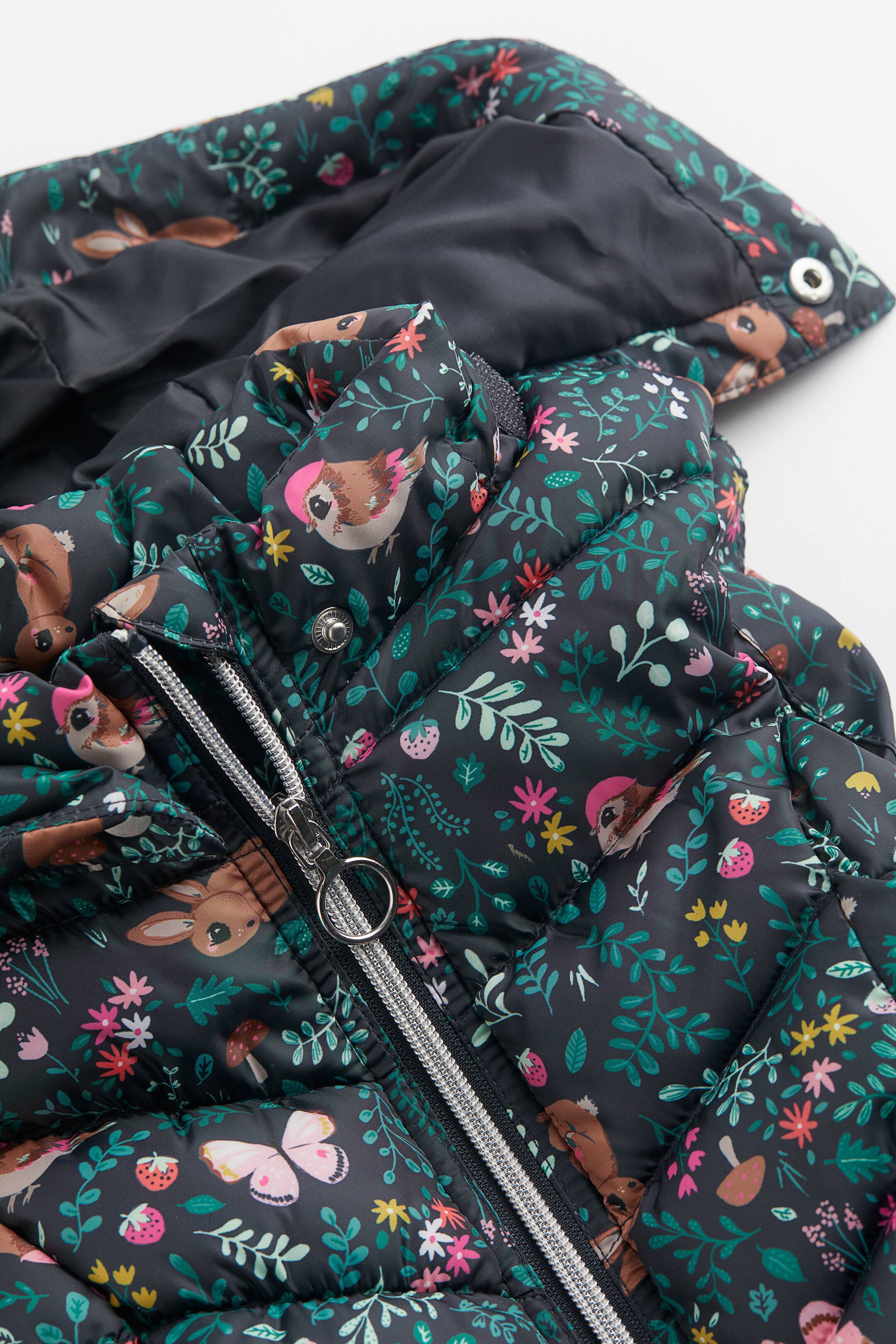 Prikaži veću sliku: Puf prsluk s kapuljačom - Tamnosiva/ptice - Kids | H&M RS 2