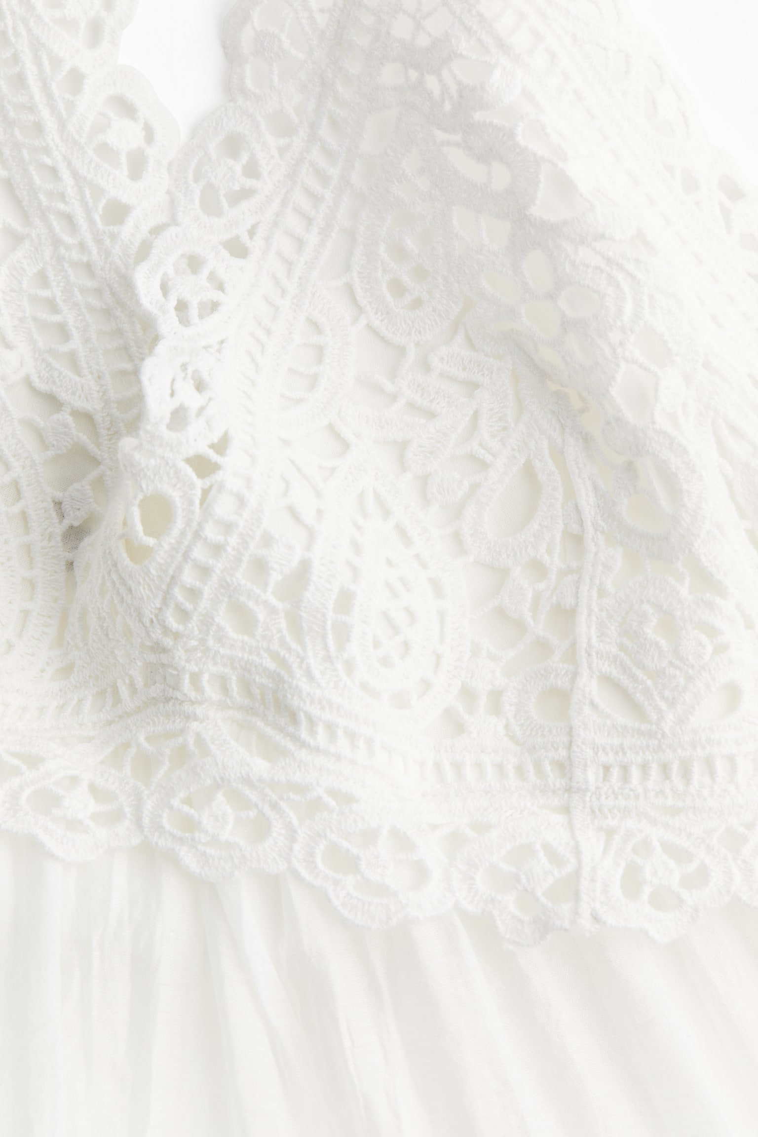 Embroidery-detail strappy dress - White - 6