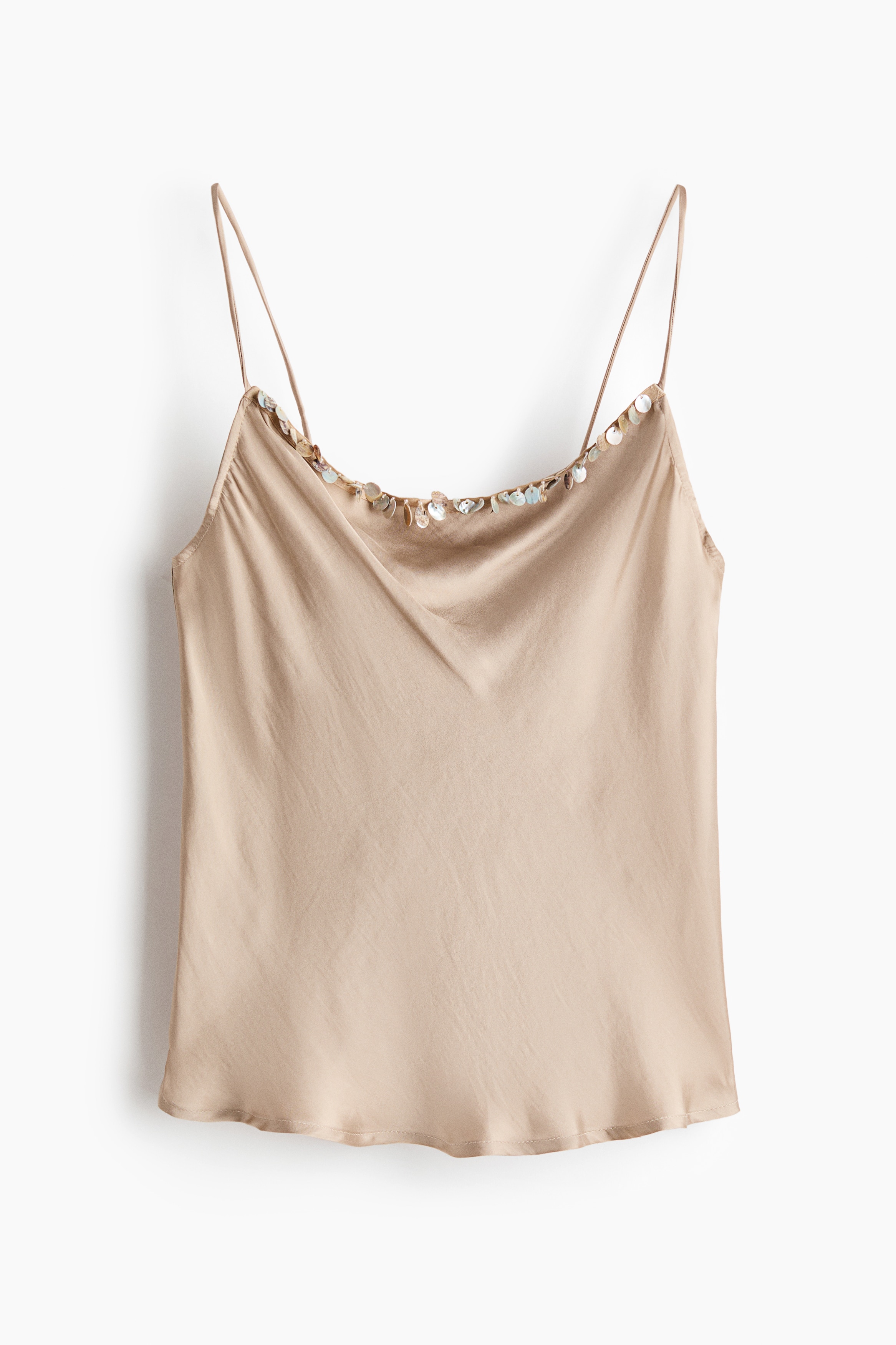Embellished Strappy Top-Beige