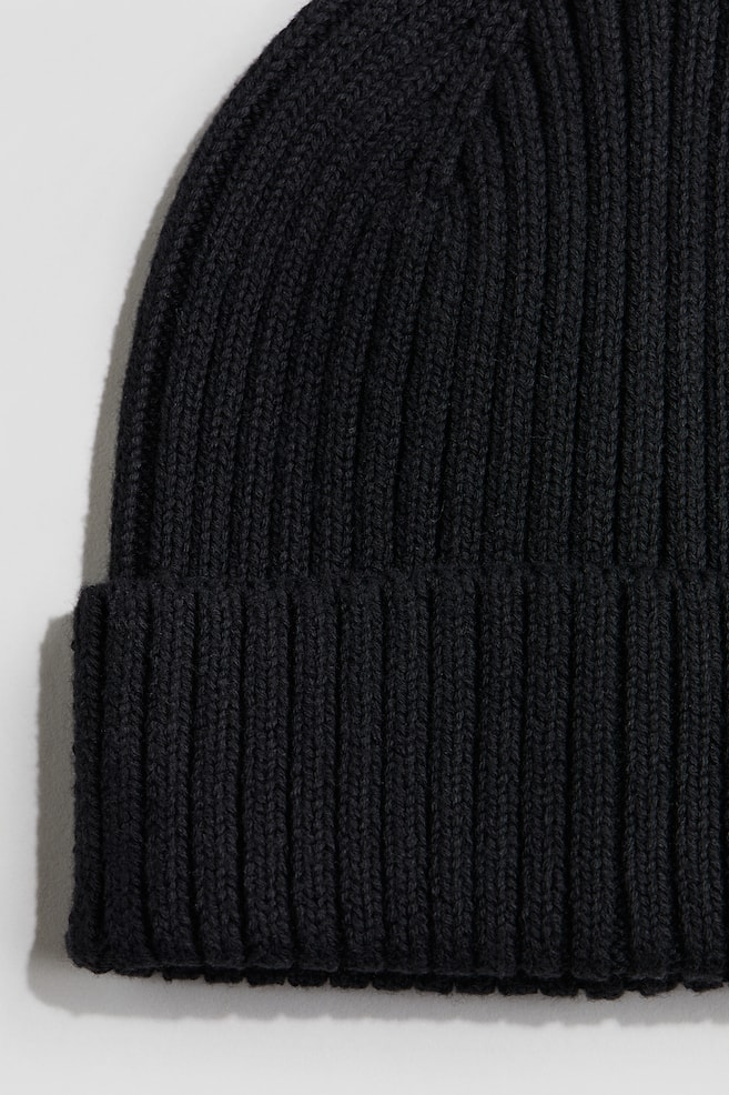 Rib-Knit Beanie - Black/Lime green - 2