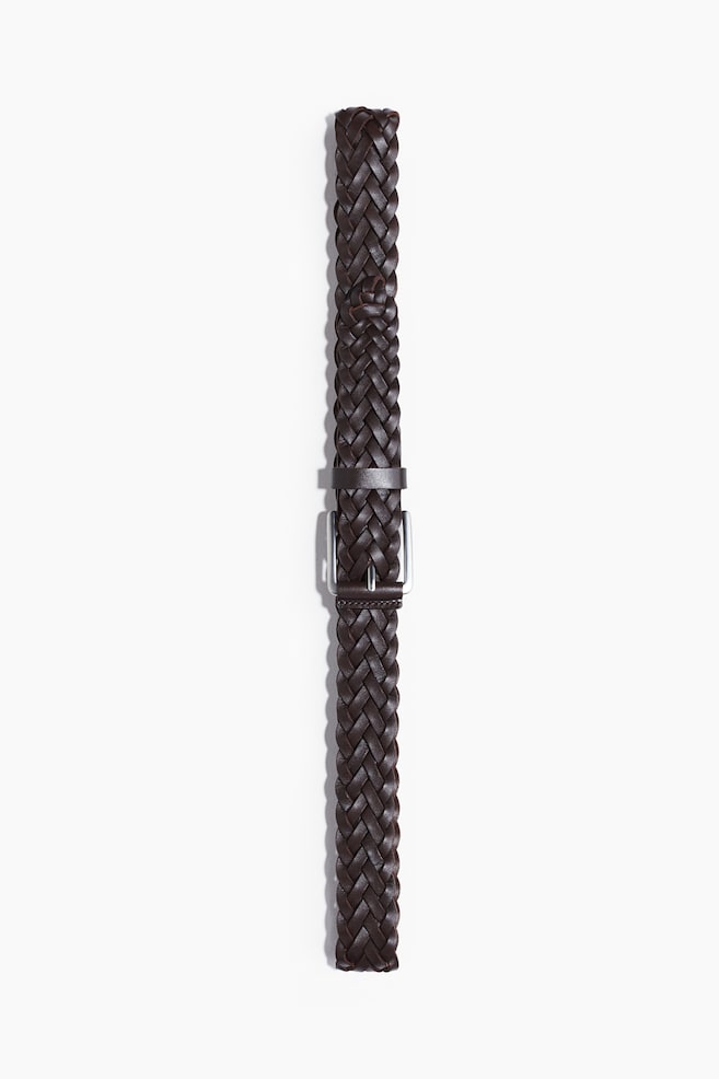 Braided leather belt - Brown - 1