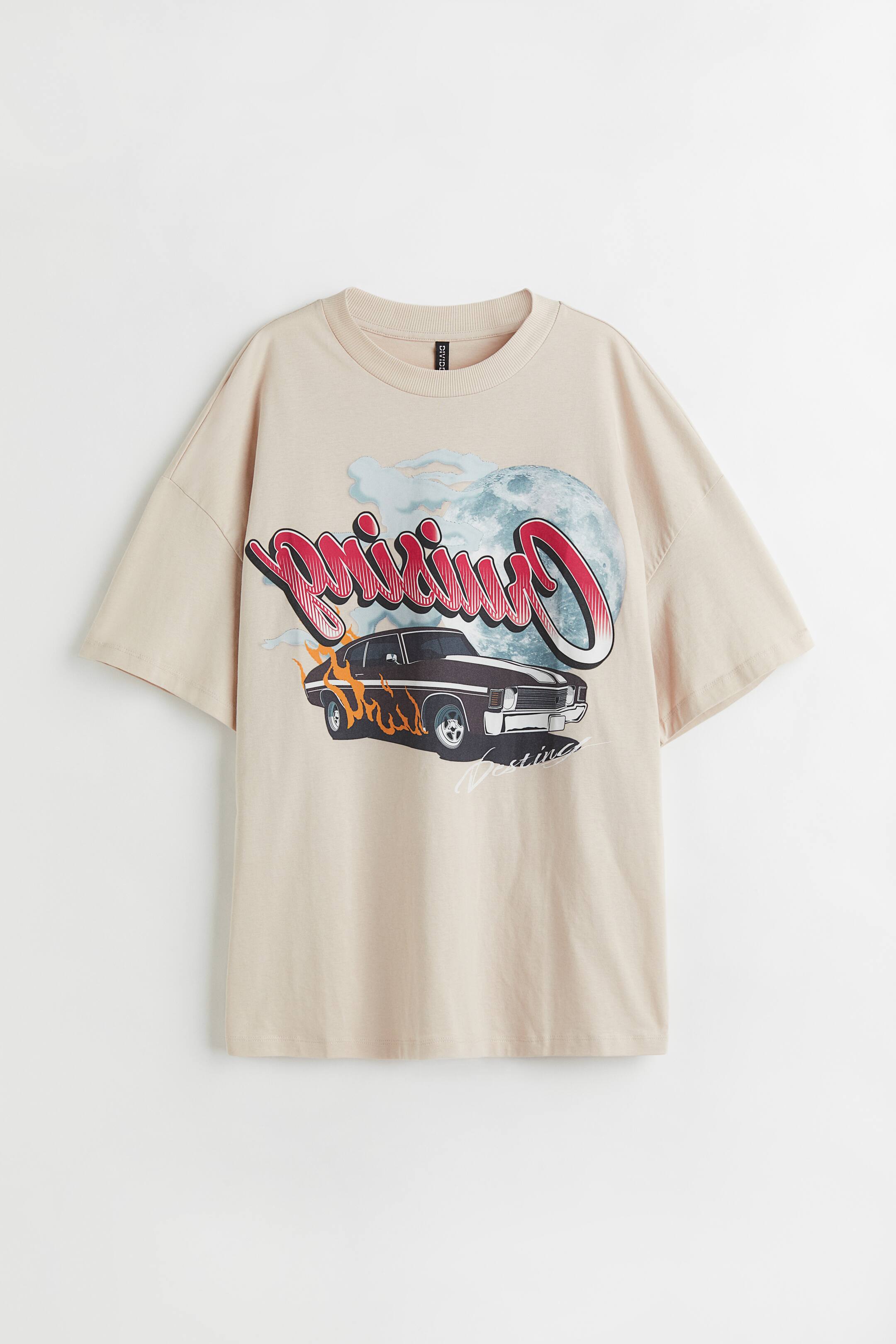 拡大画像を表示: プリントオーバーサイズTシャツ - ライトベージュ/Cruising - レディース | H&M JP 1