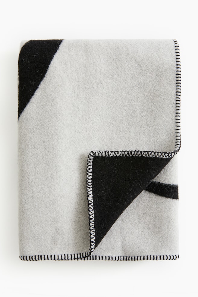 Plaid en laine mélangée - Black/Patterned - 1