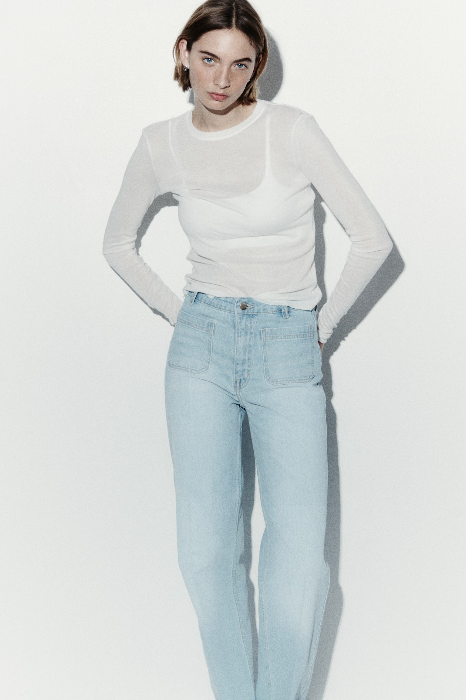 Wide High Jeans - כחול ג'ינס בהיר/כחול נייבי ג'ינס/חום כהה/לבן/כחול ג'ינס כהה/כחול ג'ינס בהיר/ורוד פודרה - 5