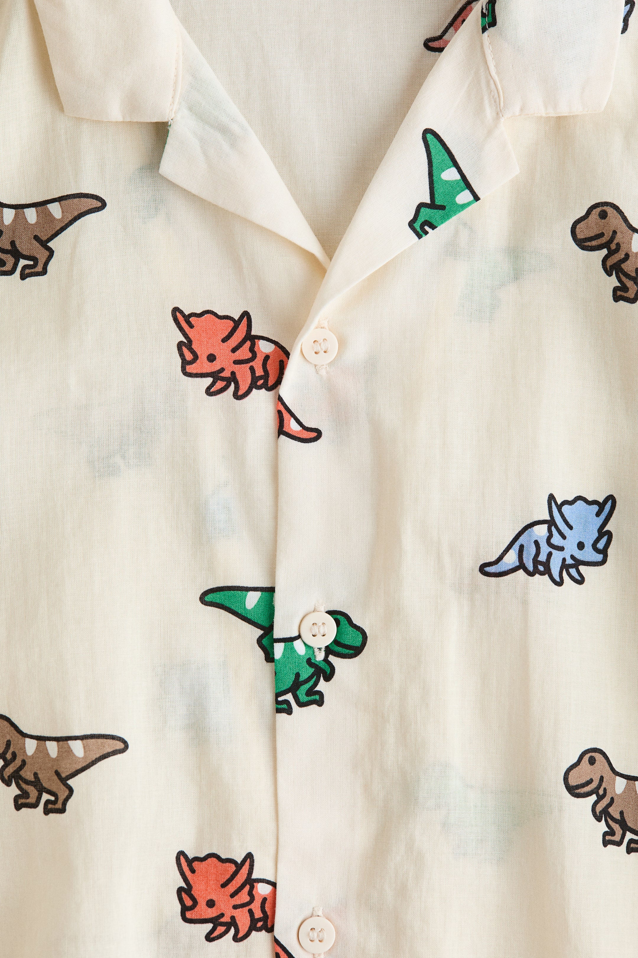 View larger image: Printed resort shirt - Light beige/Dinosaurs - Kids | H&M HK 2