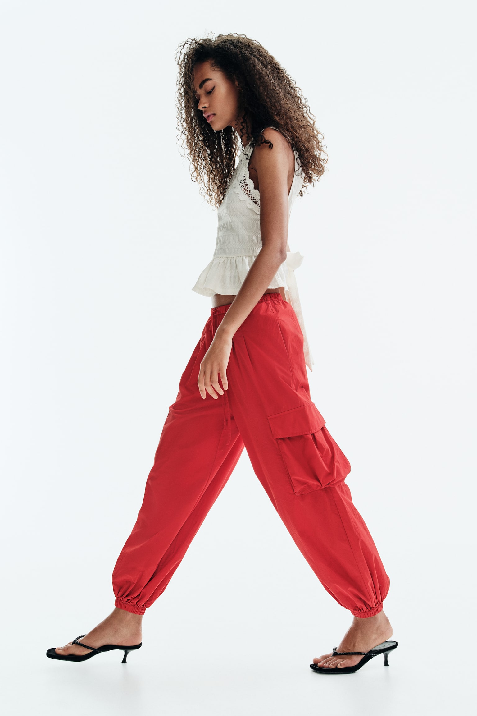 Crochet-look-section textured top - 4