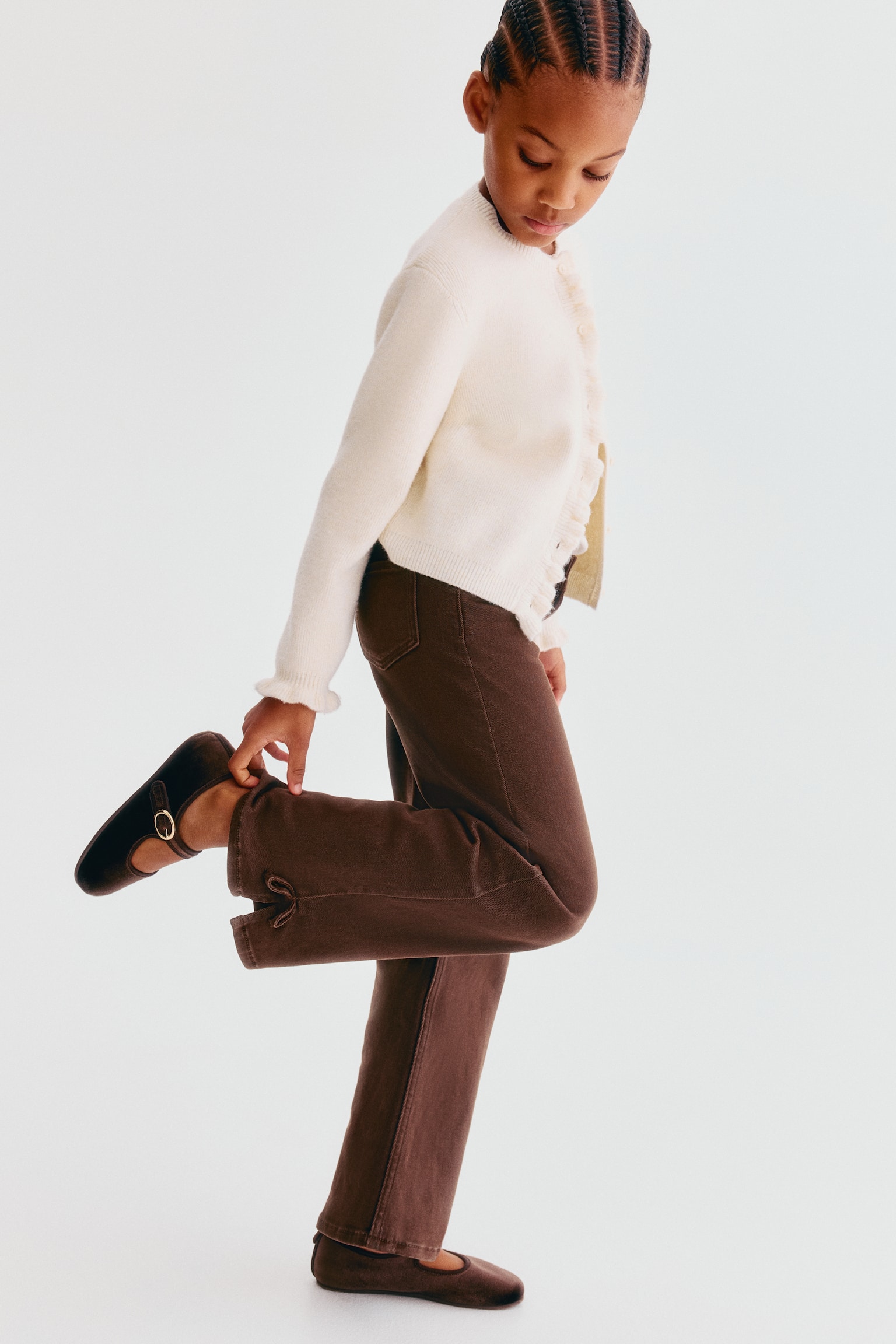Детские джинсы H&M Superstretch Wide Leg, цвет: Тёмный коричневый — фото 5