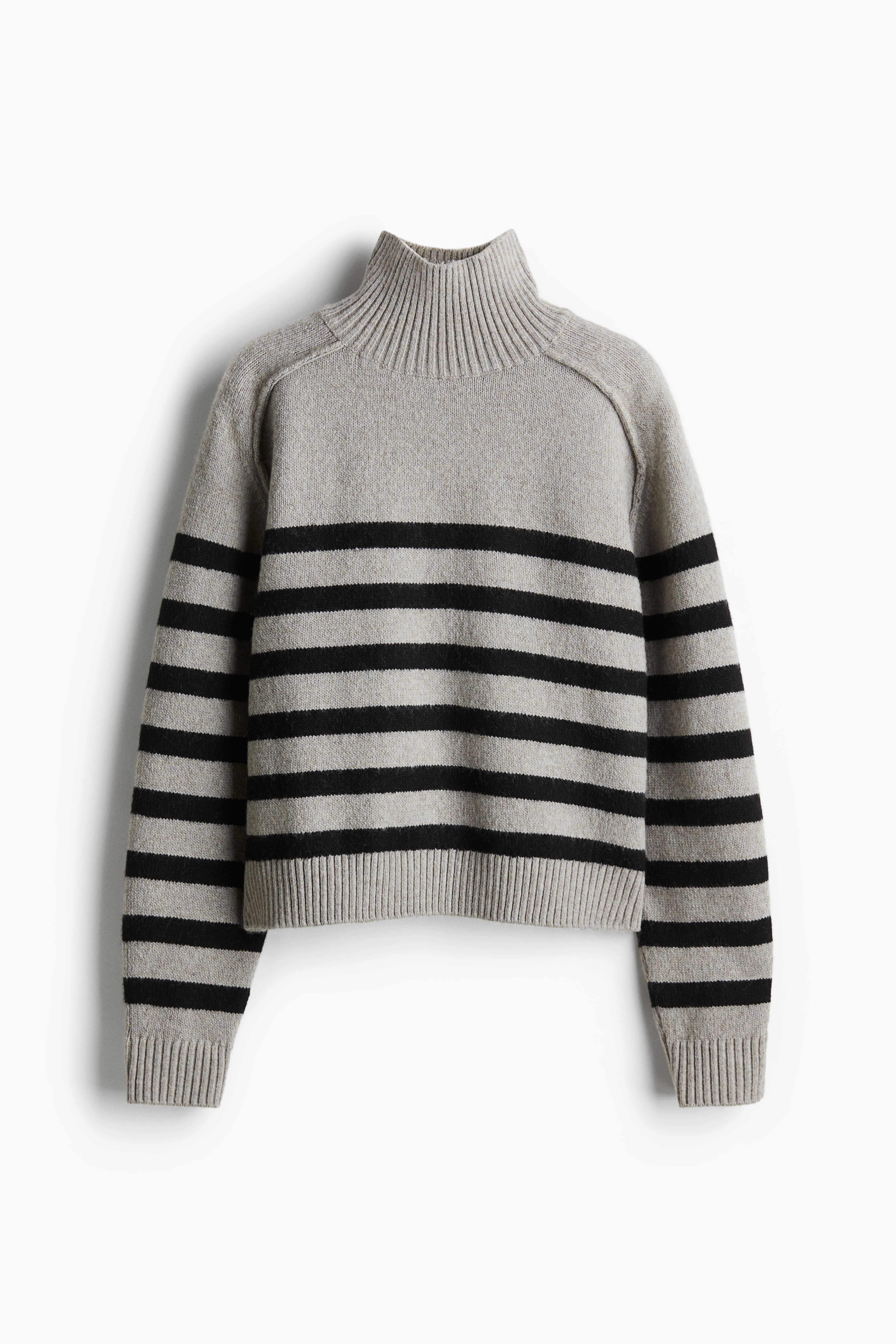 H&M Striped Black Cream Mock Turtleneck good Sweater Jumper - Medium