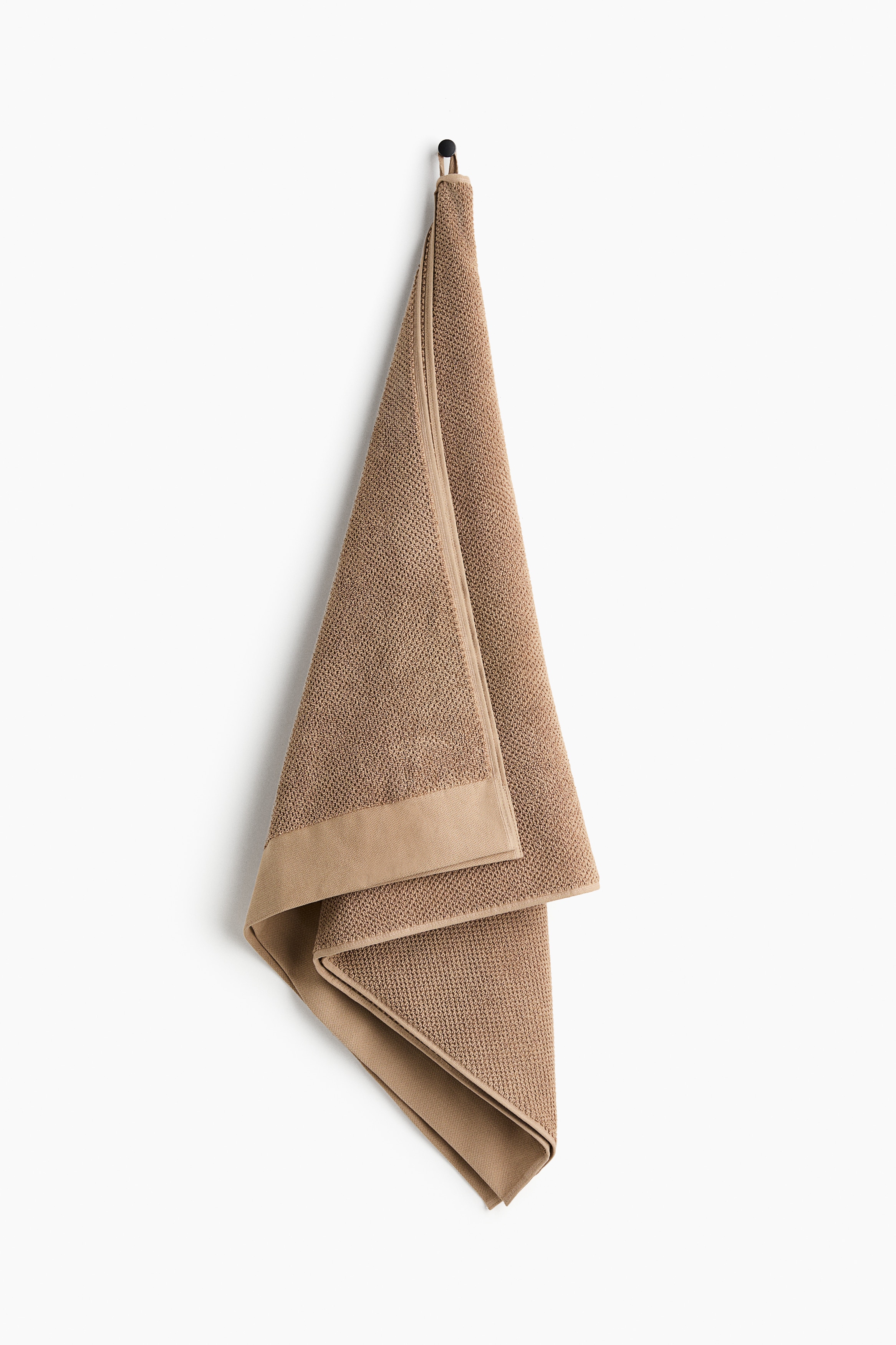 Serviette de bain en éponge de coton - Brun/Beige clair/Bleu ancien clair/Vert sauge/Vert foncé/Marine/Blanc/Rose poudre/Gris clair/Noir