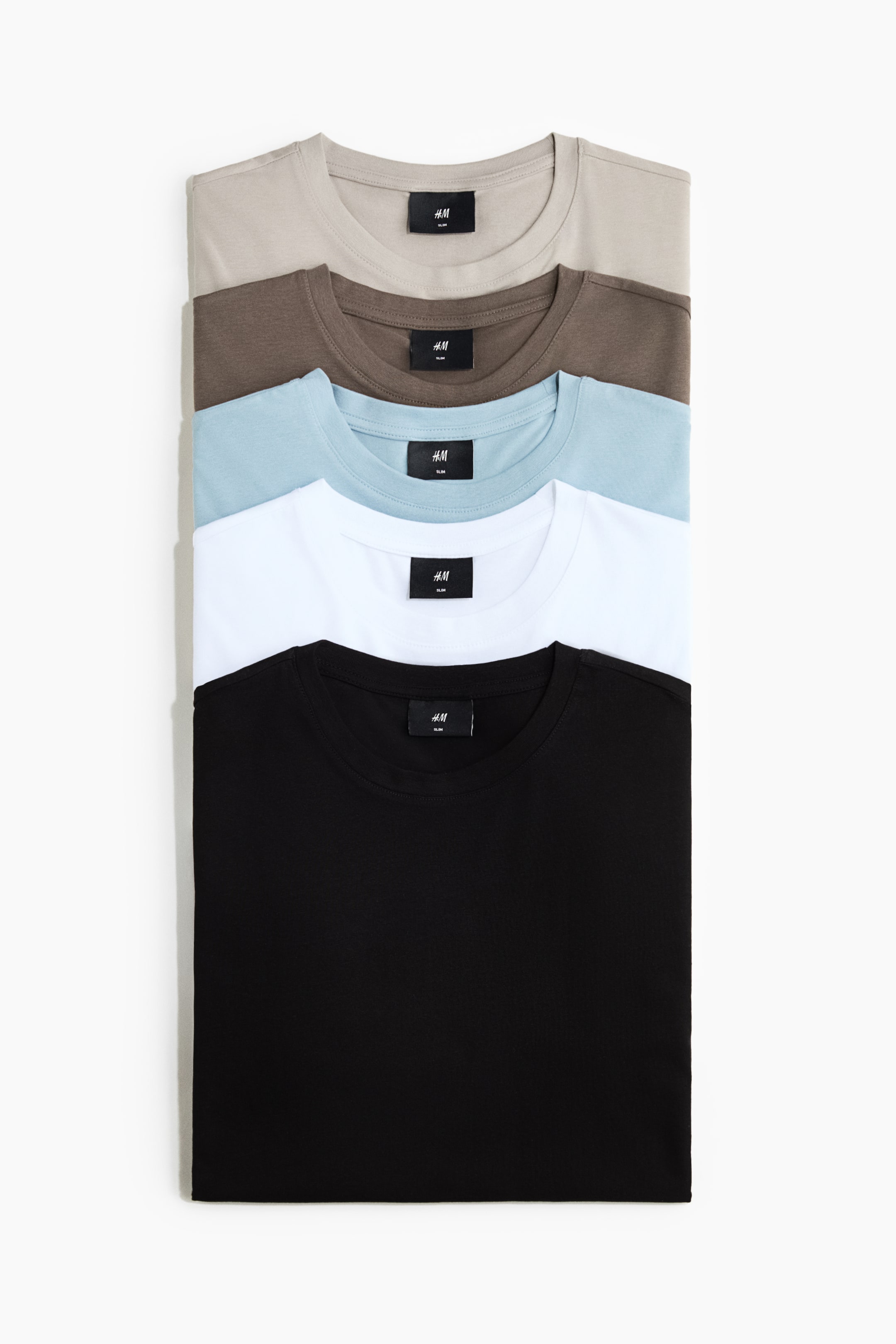 View larger image: 5-pack Slim Fit T-shirts - Black/Dusty blue/White - Men | H&M 1