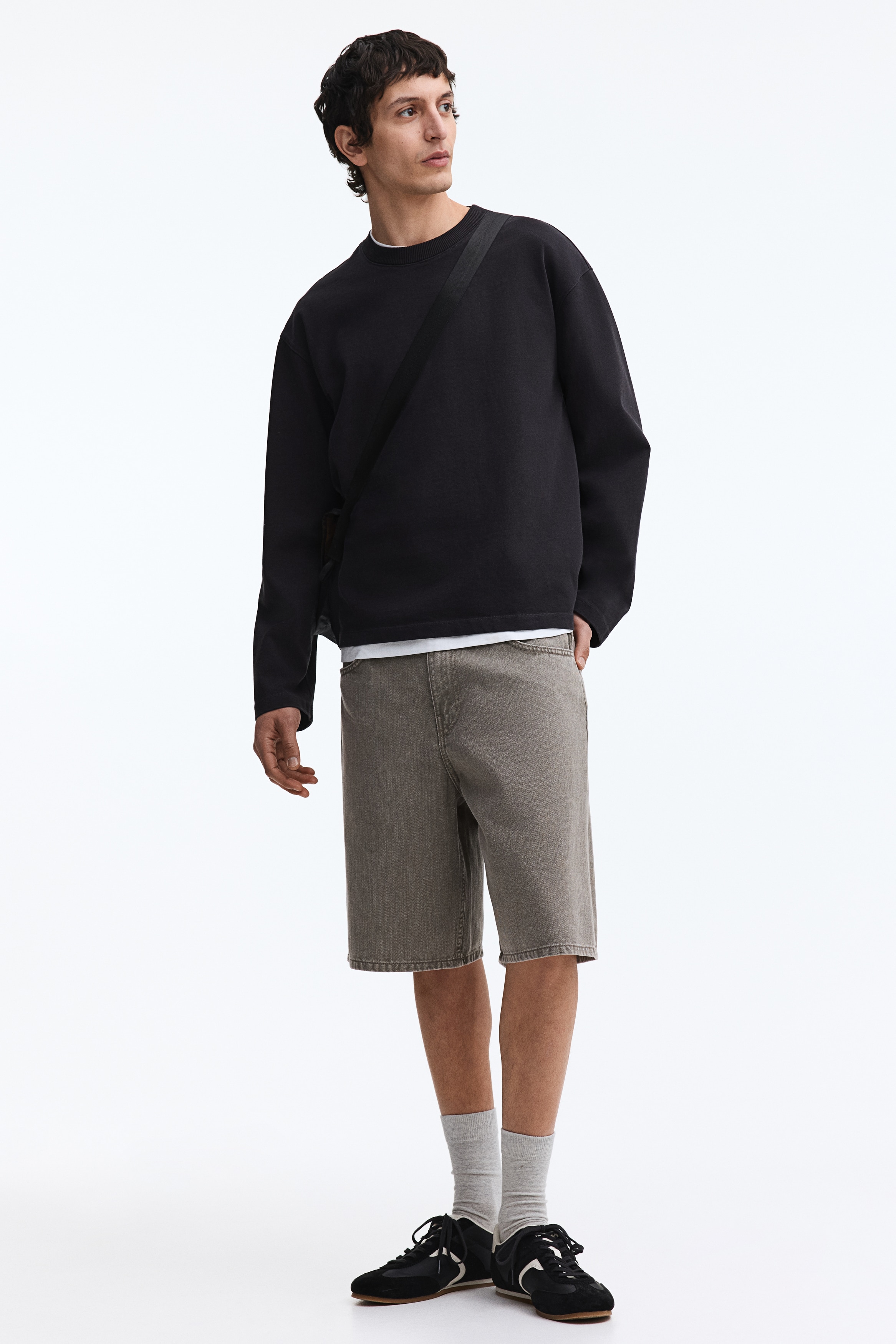 Bermudas vaqueras Relaxed - Beige/Lila oscuro/Negro