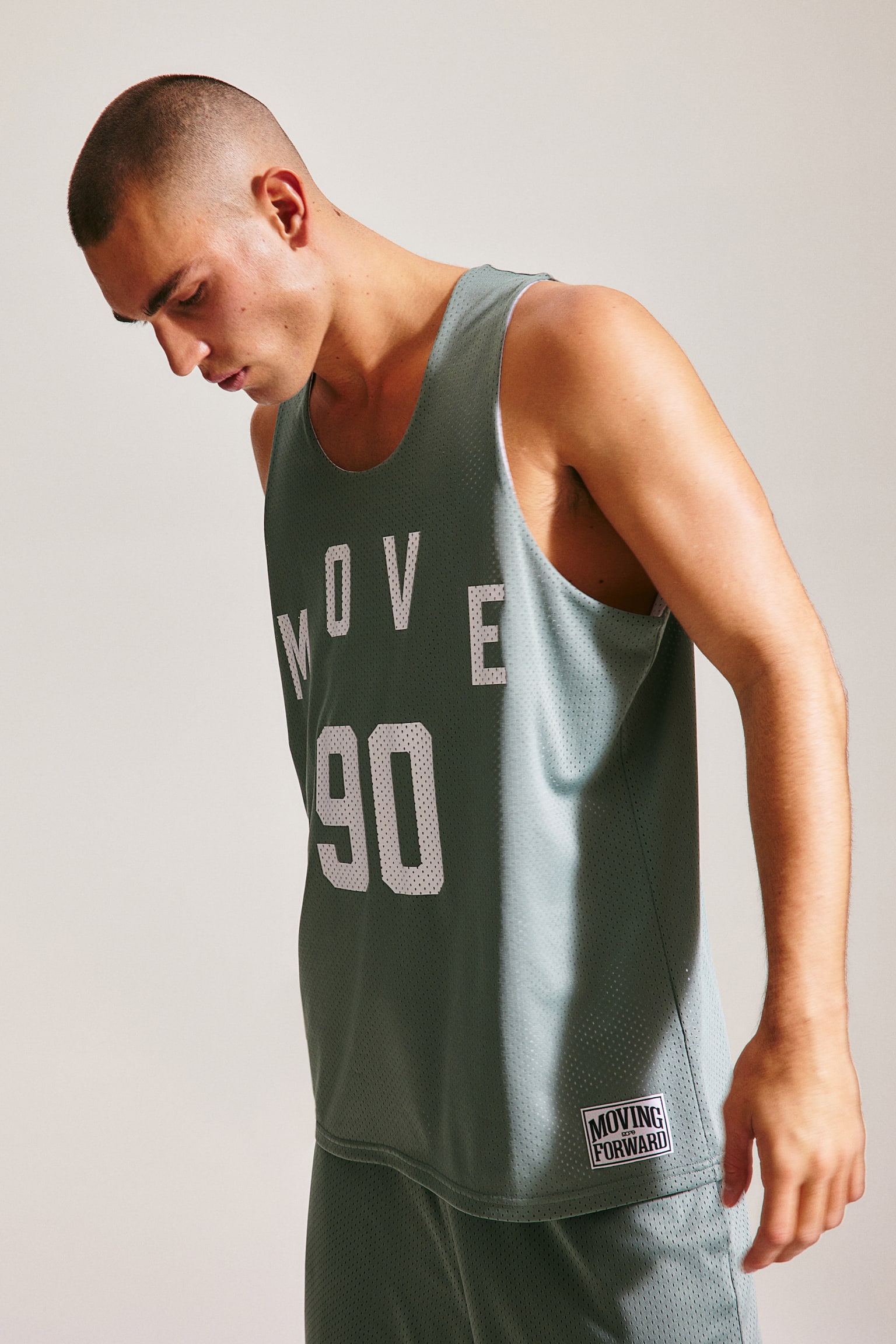 Loose Fit Basketball Jersey In DryMove™ - Light khaki green/White/Move 90 - 5