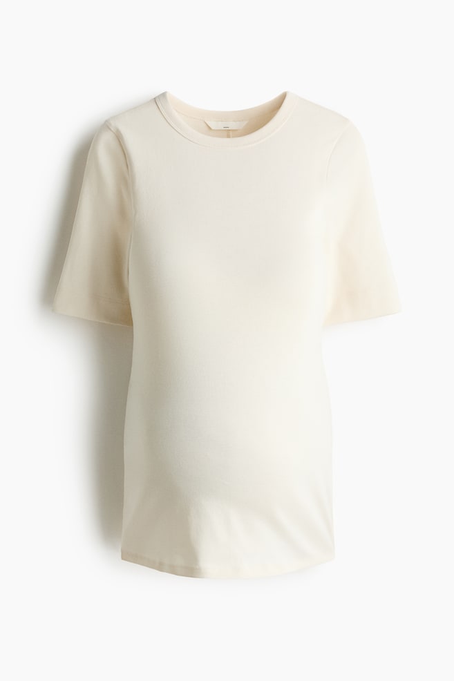 MAMA Fitted T-Shirt - Cream/Light pink/Olive green - 1