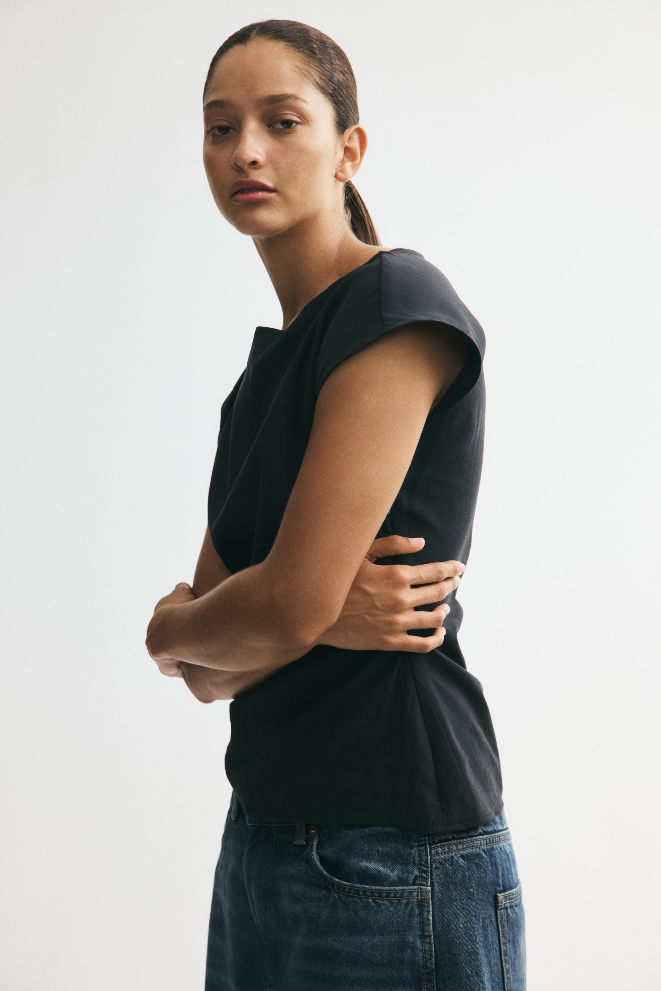 Ruched Viscose-Blend Top