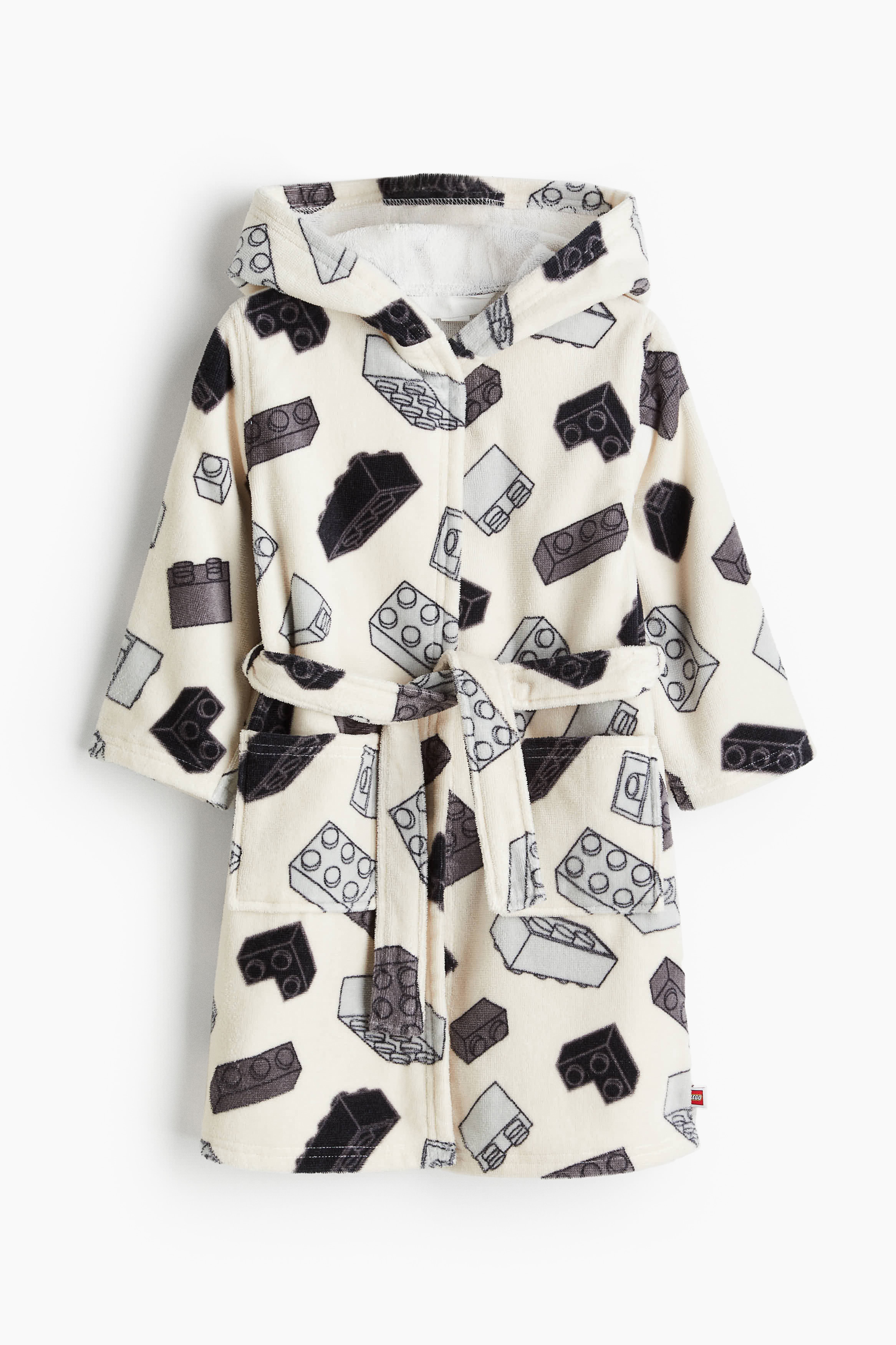 Mønstret morgenkåbe i bomuldsfrotté - Lys beige/LEGO