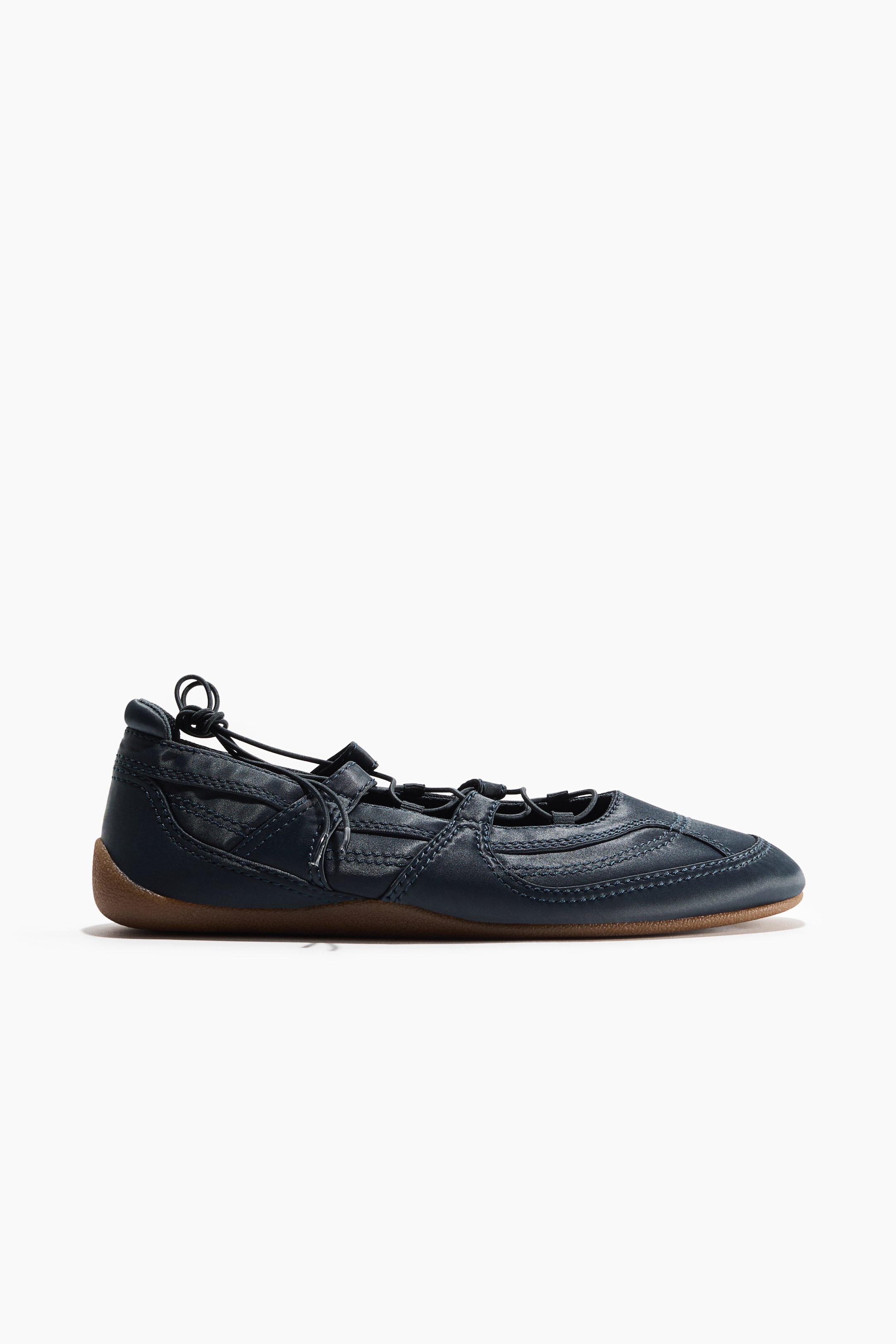 Satin Lace-Up Ballet Flats