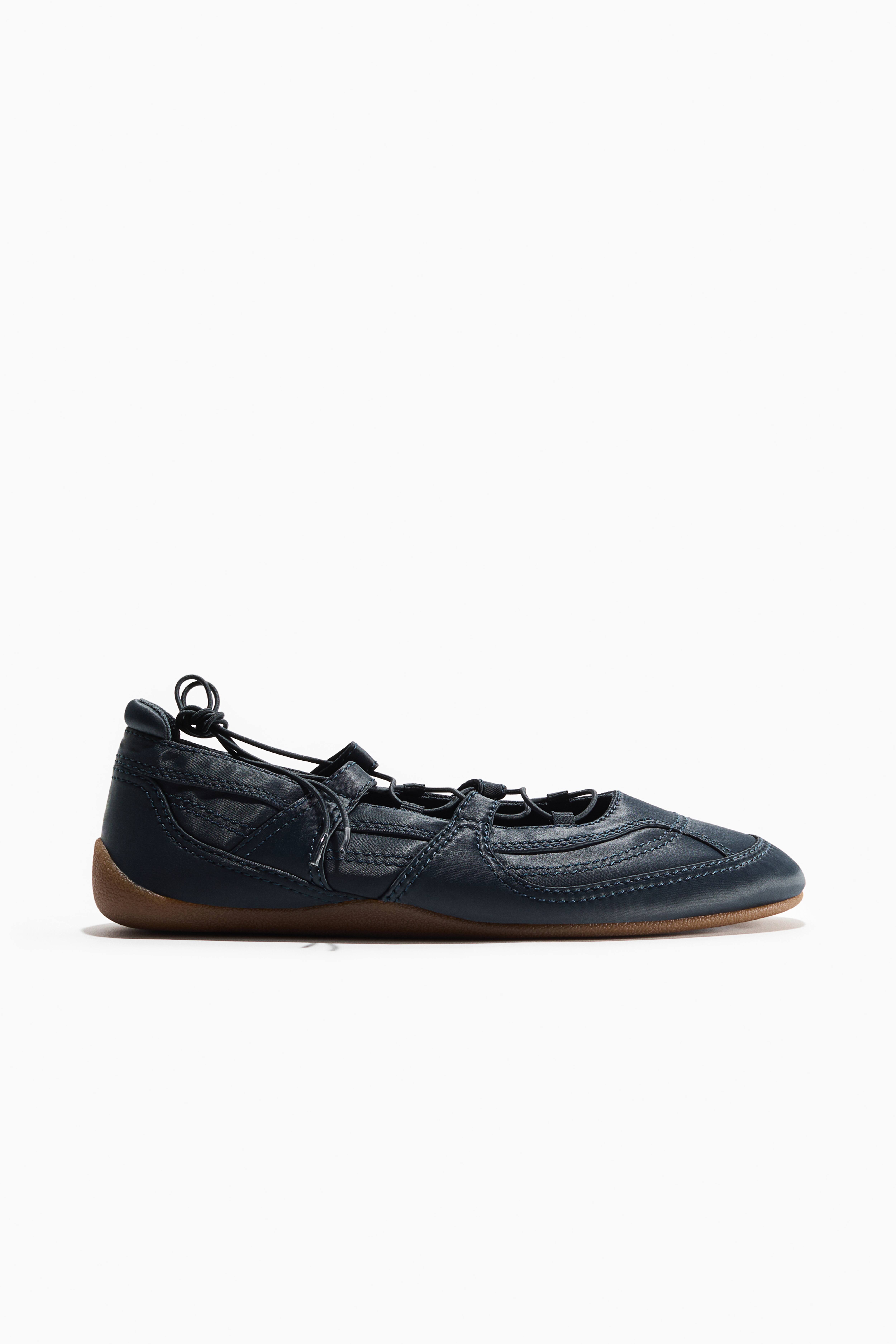 Satin Lace-Up Ballet Flats