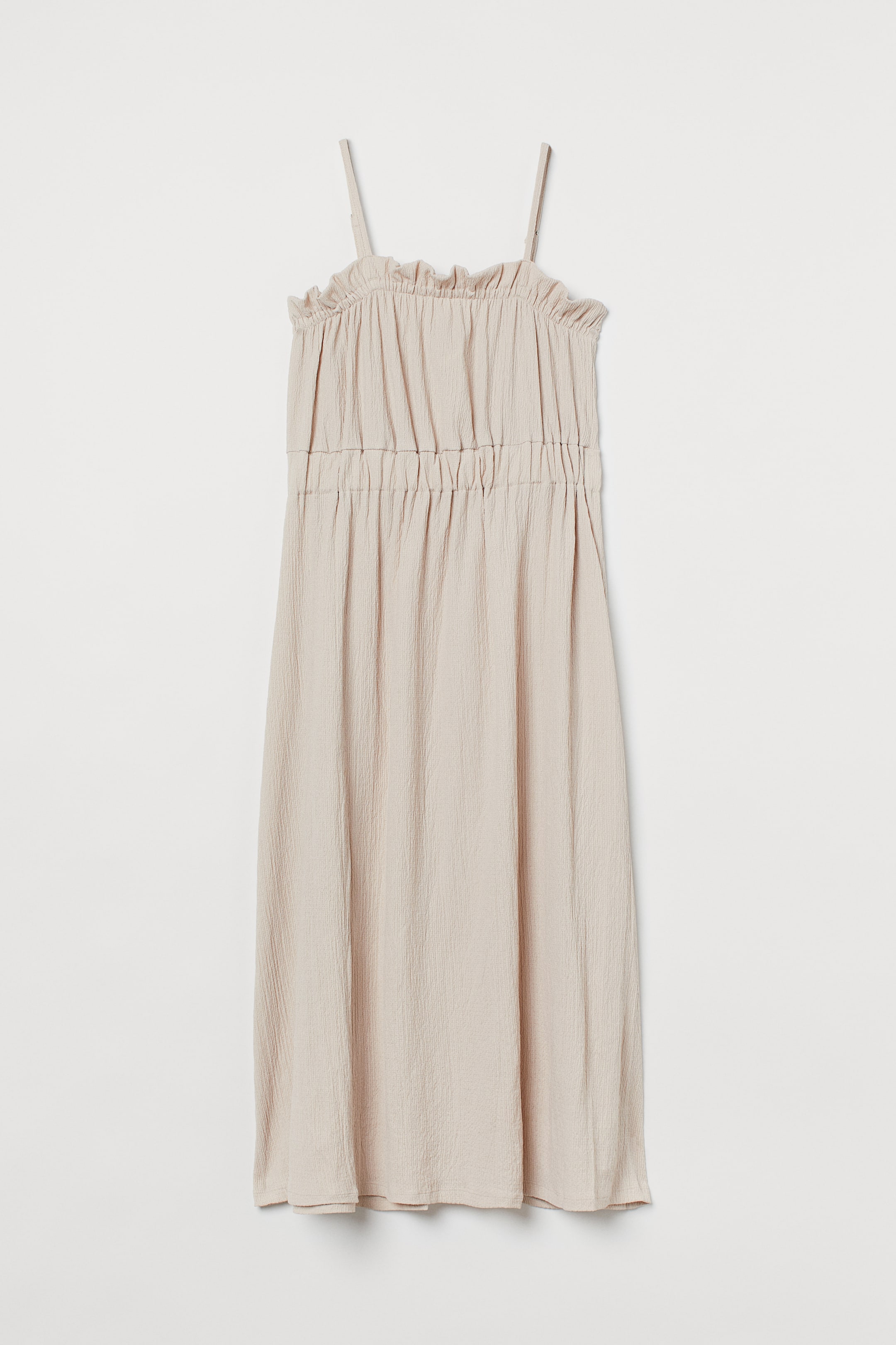 Calf-length jersey dress - Sleeveless - Midi - Light beige - Ladies | H ...