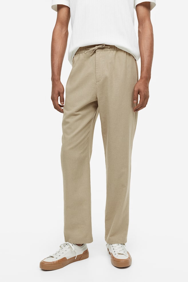 Regular Fit Linen-blend trousers - Beige/Cream/Black/Light beige/Striped/dc/dc/dc/dc - 7