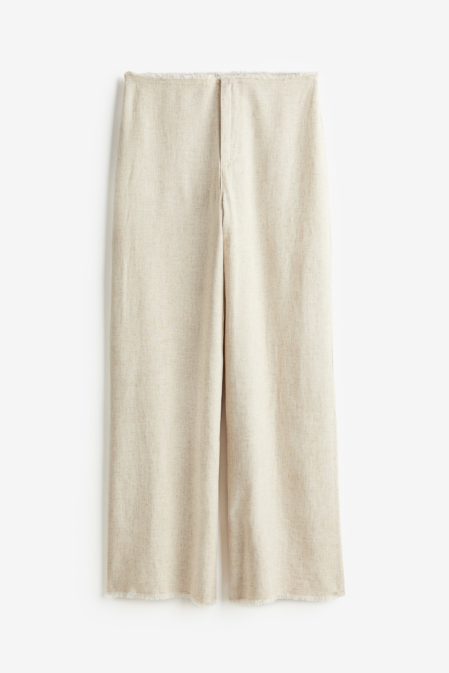 Frayed Edge Linen Blend Pants - Light beige/Cream/Pinstripe/Beige/Dark grey/White - 2