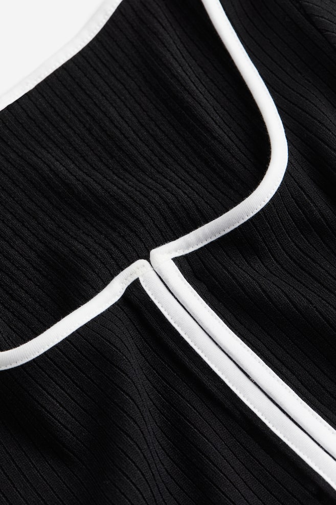 Cropped long-sleeved top - Black/Cream/Grey - 5