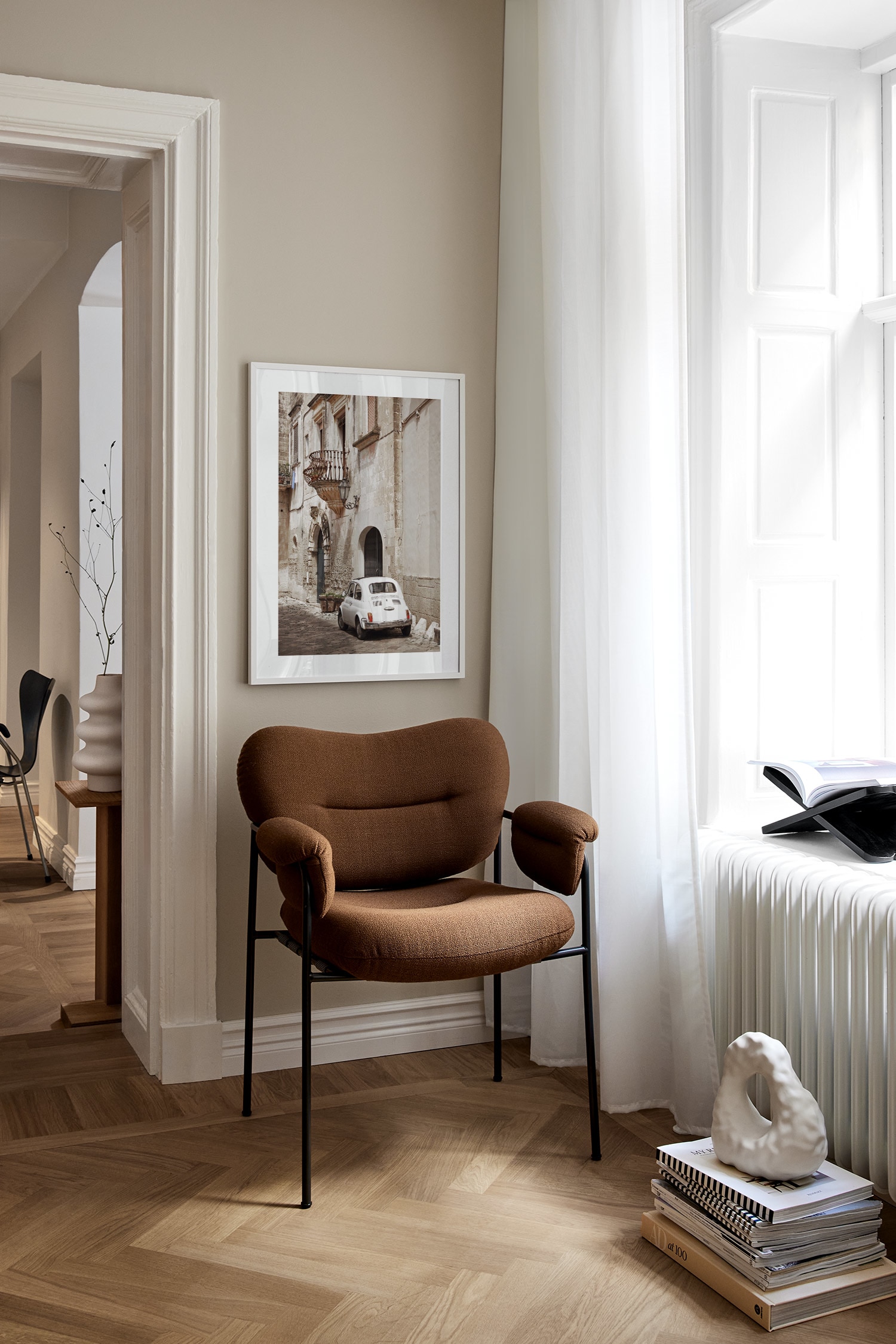 Old Italian Town Plakat - Beige/hvid