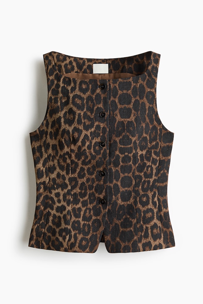 Tailored waistcoat - Brown/Leopard print/Light beige/Dark mole/Plum purple - 1