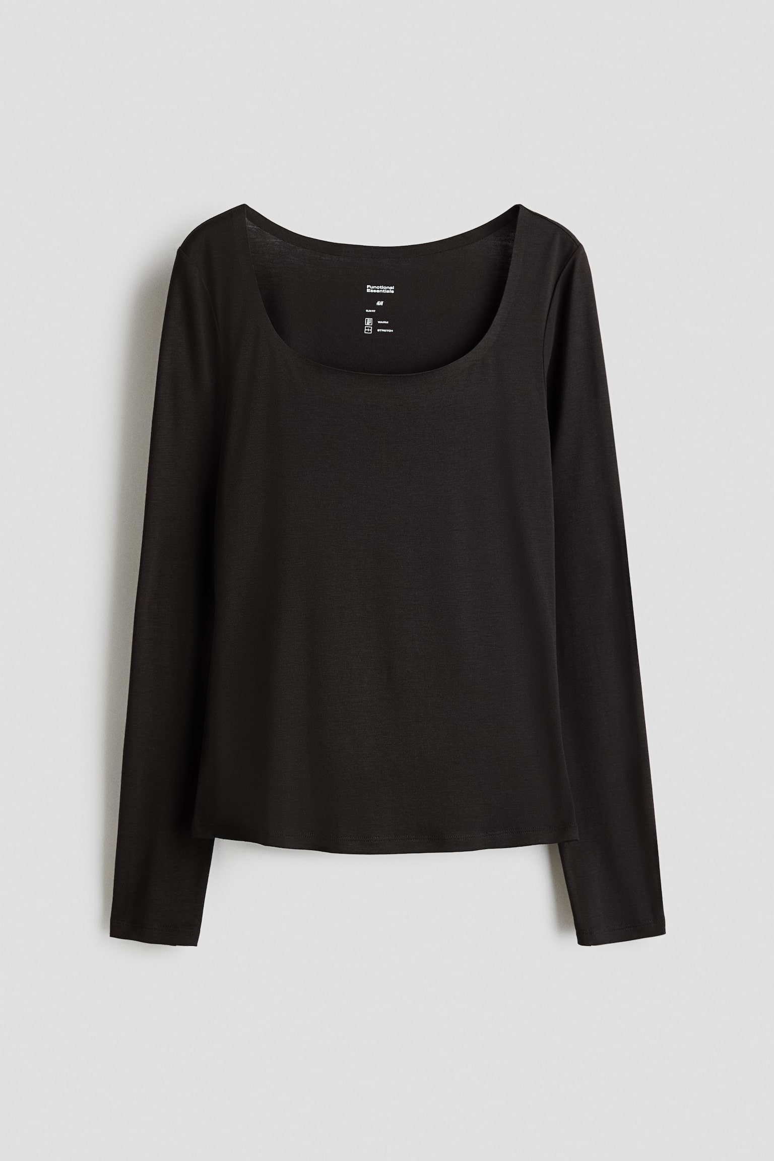 Женский топ H&M Warming Slim-Fit Long-Sleeved Top, цвет: Тёмный коричневый — фото 1