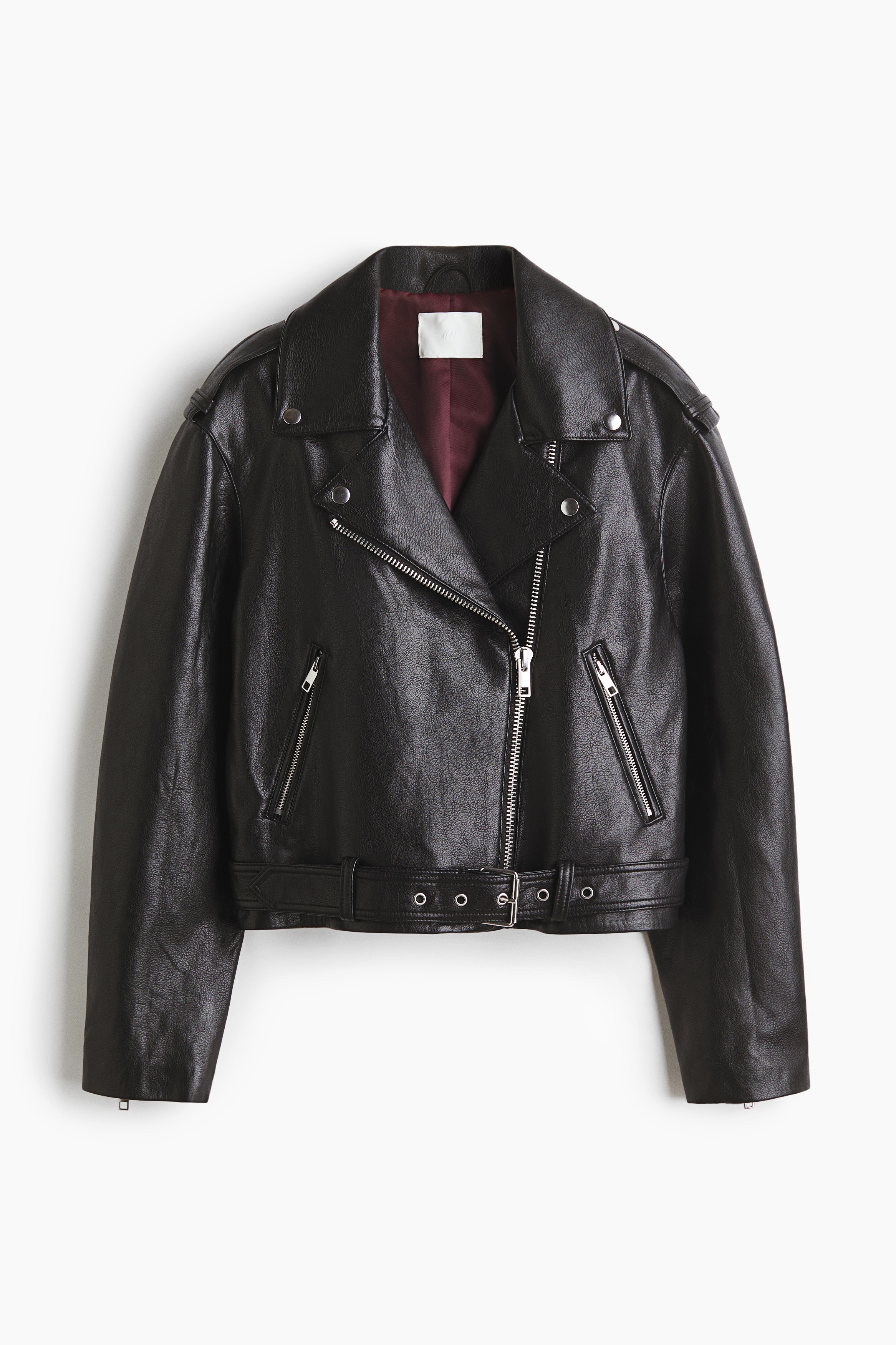 Coated Biker Jacket - Black